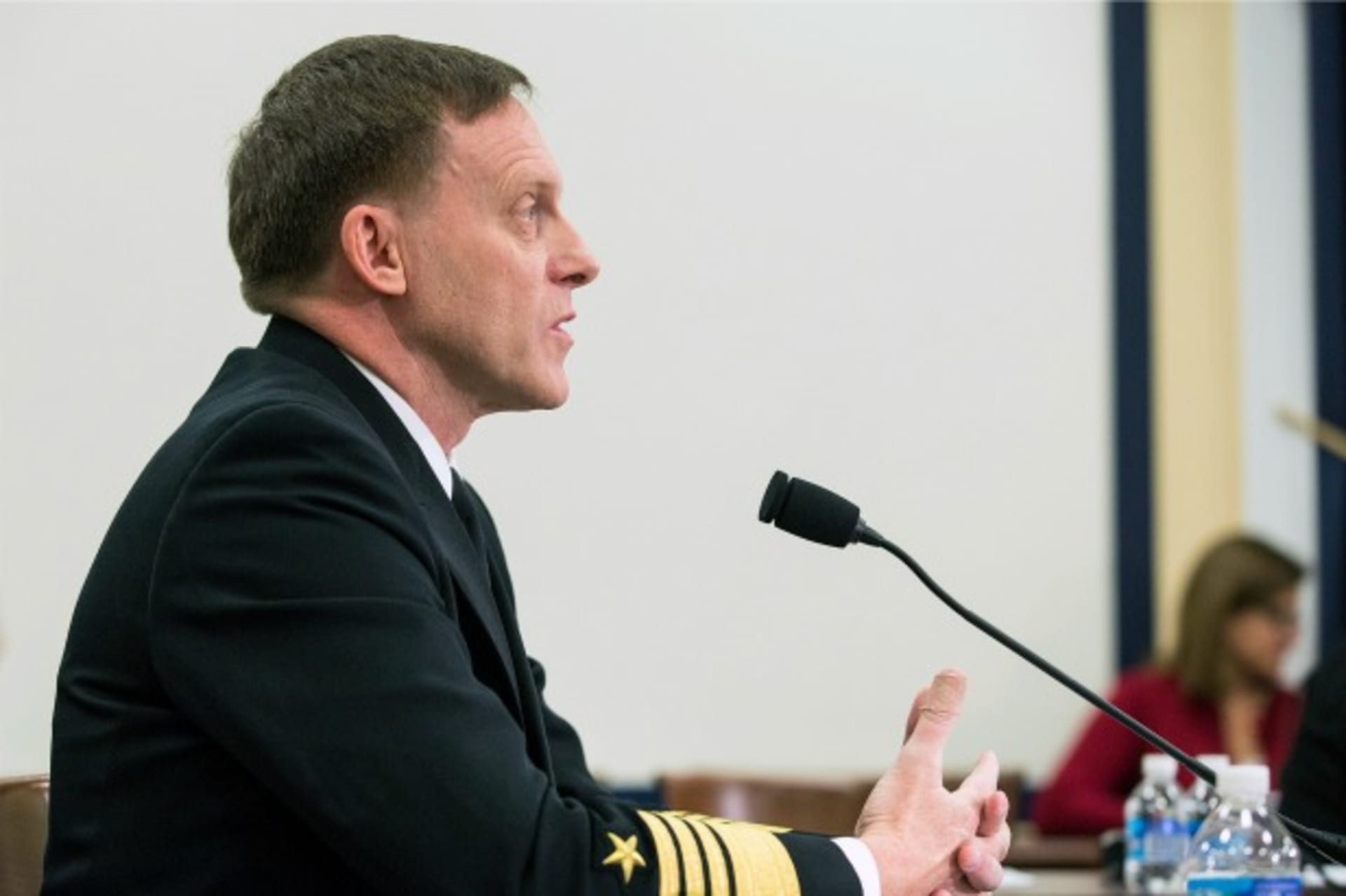 <p>National Security Agency (NSA) Director Michael Rogers testifies before a House (Select) Intelligence Committee hearing on “Cybersecurity Threats: The Way Forward” on Capitol Hill in Washington on November 20, 2014. (Joshua Roberts/Courtesy Reuters)</p>

