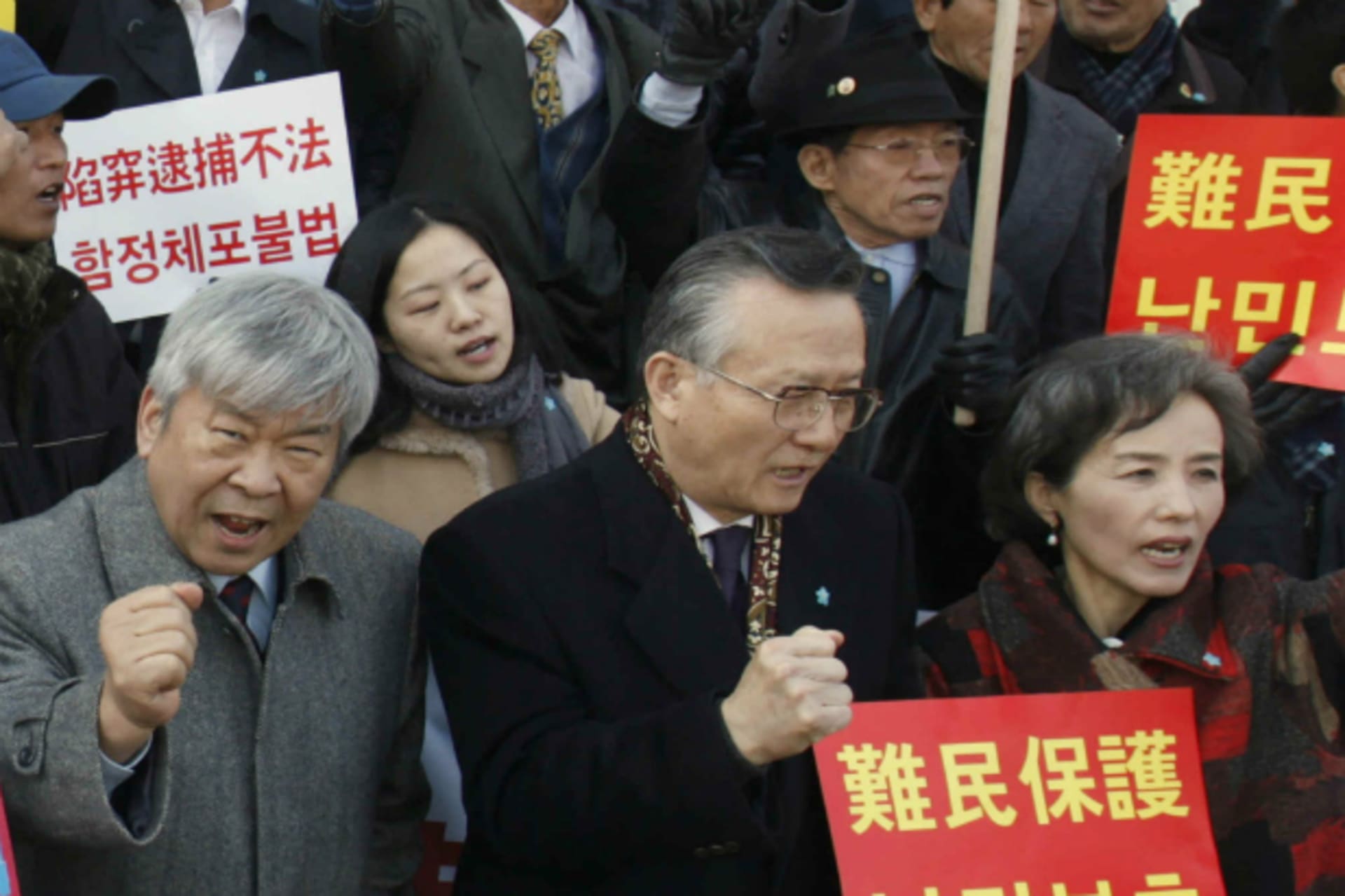 Protesters attend a rally held by former North Korean defectors and anti-North Korean activists near the Chinese embassy in Seoul. (Kim Hong-ji/Courtesy Reuters)