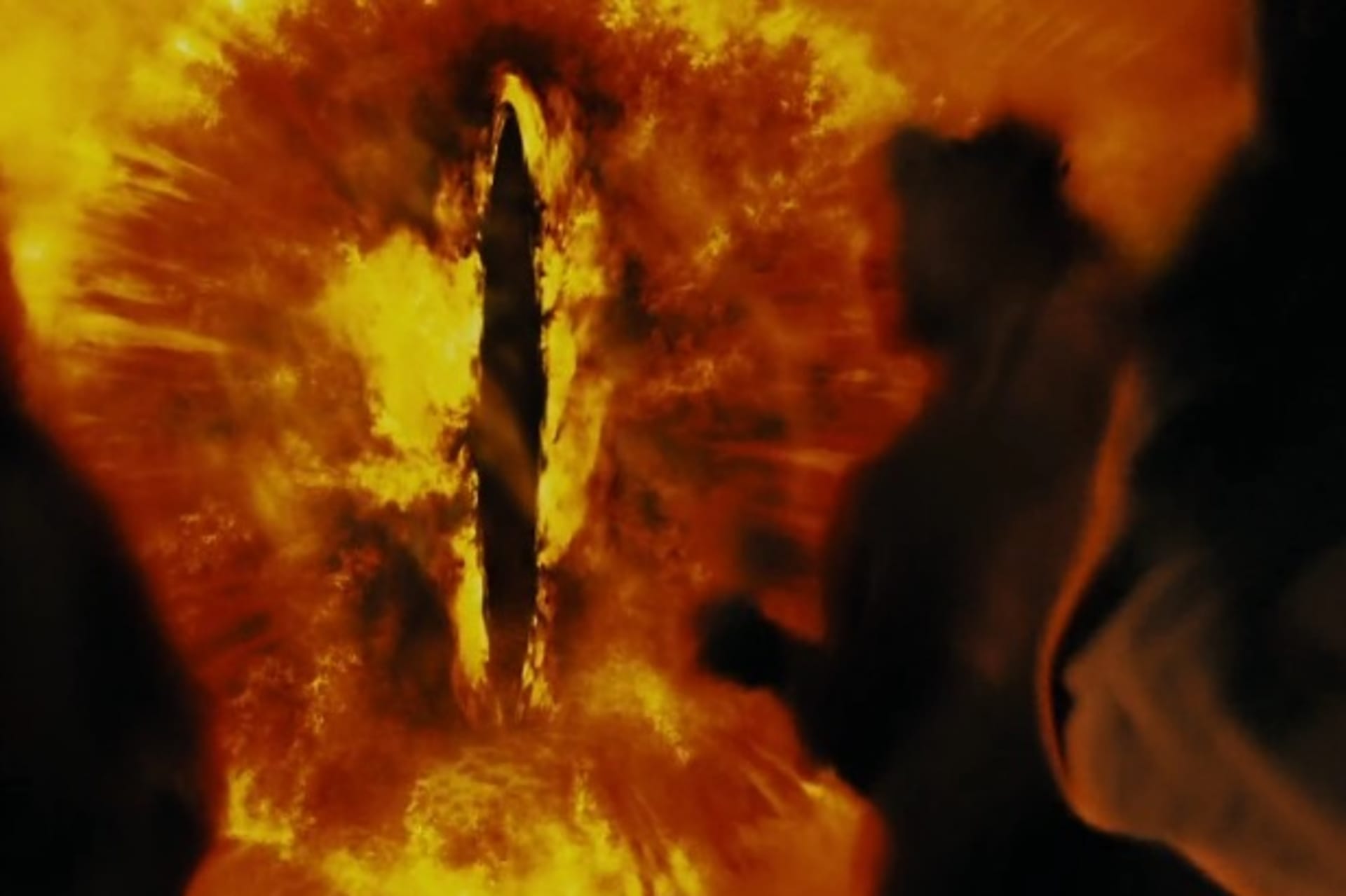 <p>“The Eye was rimmed with fire, but was itself glazed, yellow as a cat’s, watchful and intent, and the black slit of its pupil opened on a pit, a window into nothing.” (Image source: The Fellowship of the Ring)</p>
