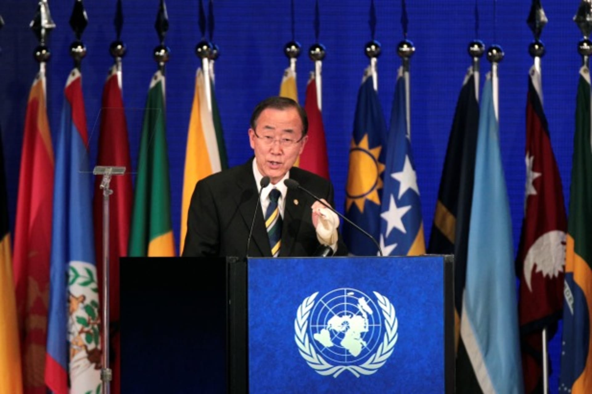 <p>UN Secretary-General Ban Ki-Moon speaks during a closing ceremony of the Rio+20 United Nations Conference on Sustainable Development summit in Rio de Janeiro June 22, 2012. Ueslei Marcelino/Courtesy Reuters</p>
