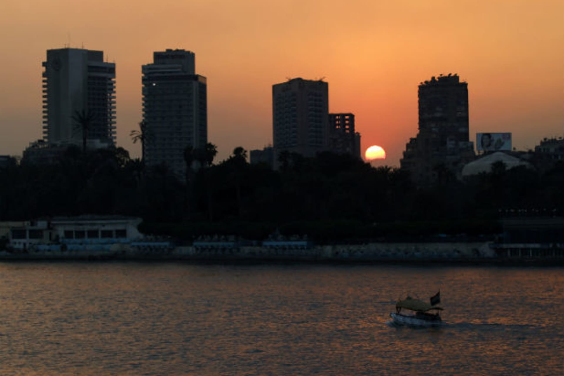 The sun sets over the river Nile in Cairo on February 8, 2011 (Dylan Martinez/Courtesy Reuters).