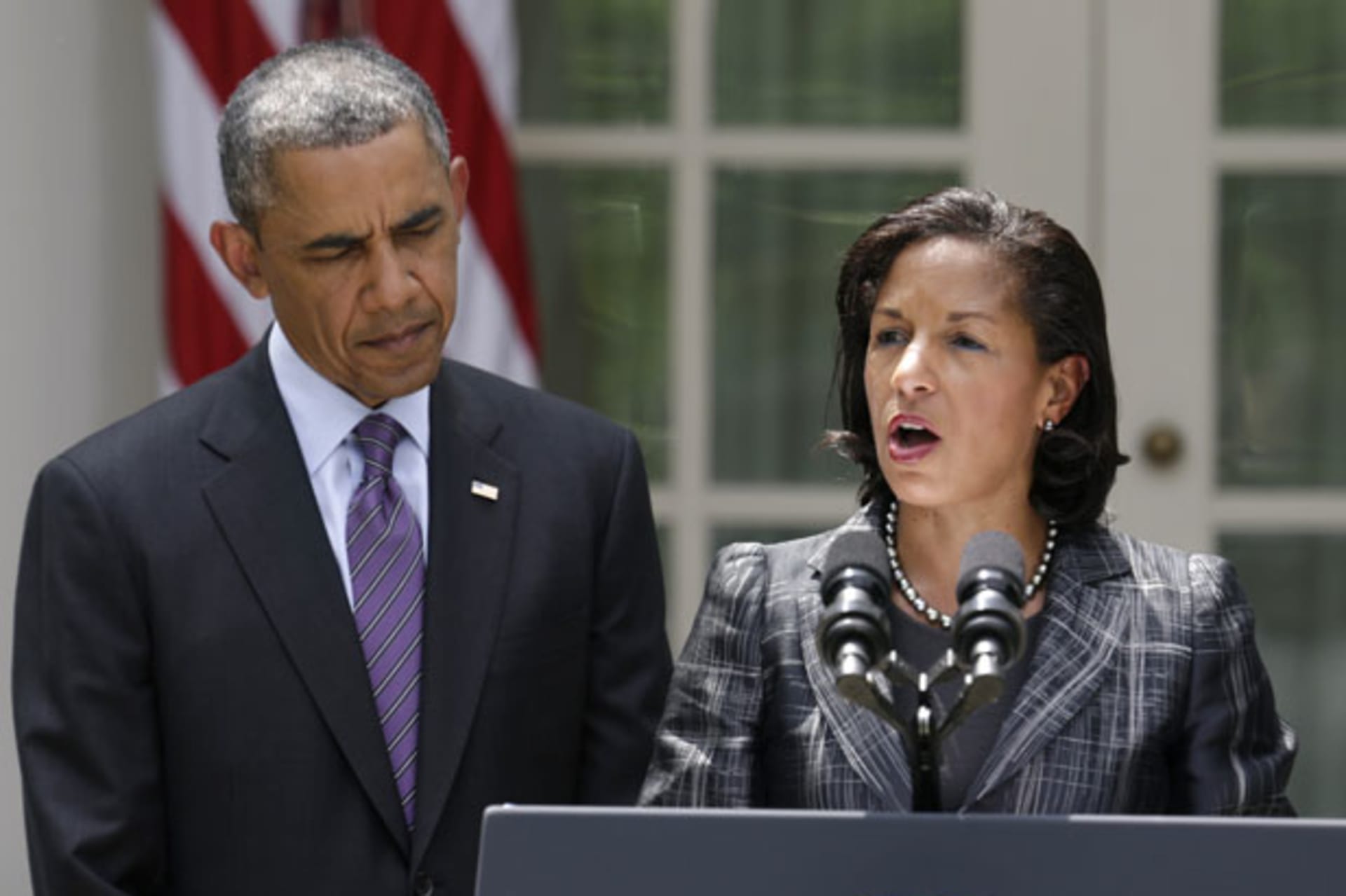 <p>U.S. ambassador to the UN Susan Rice speaks in the Rose Garden after Obama’s announcement that Rice will be his next national security adviser (Joshua Roberts/Courtesy Reuters).</p>
