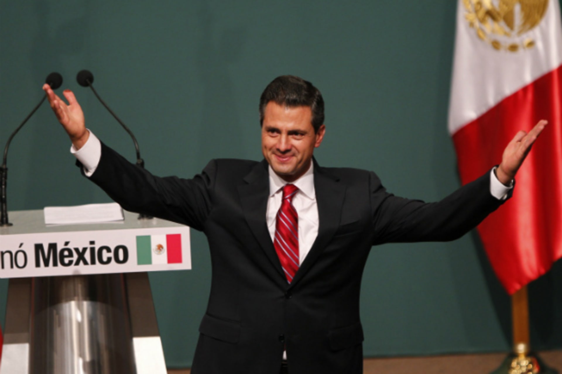 <p>Mexico’s president-elect, Enrique Peña Nieto, speaking after exit polls showed him in first place following Mexico’s election on July 1. (Tomas Bravo/courtesy Reuters)</p>
