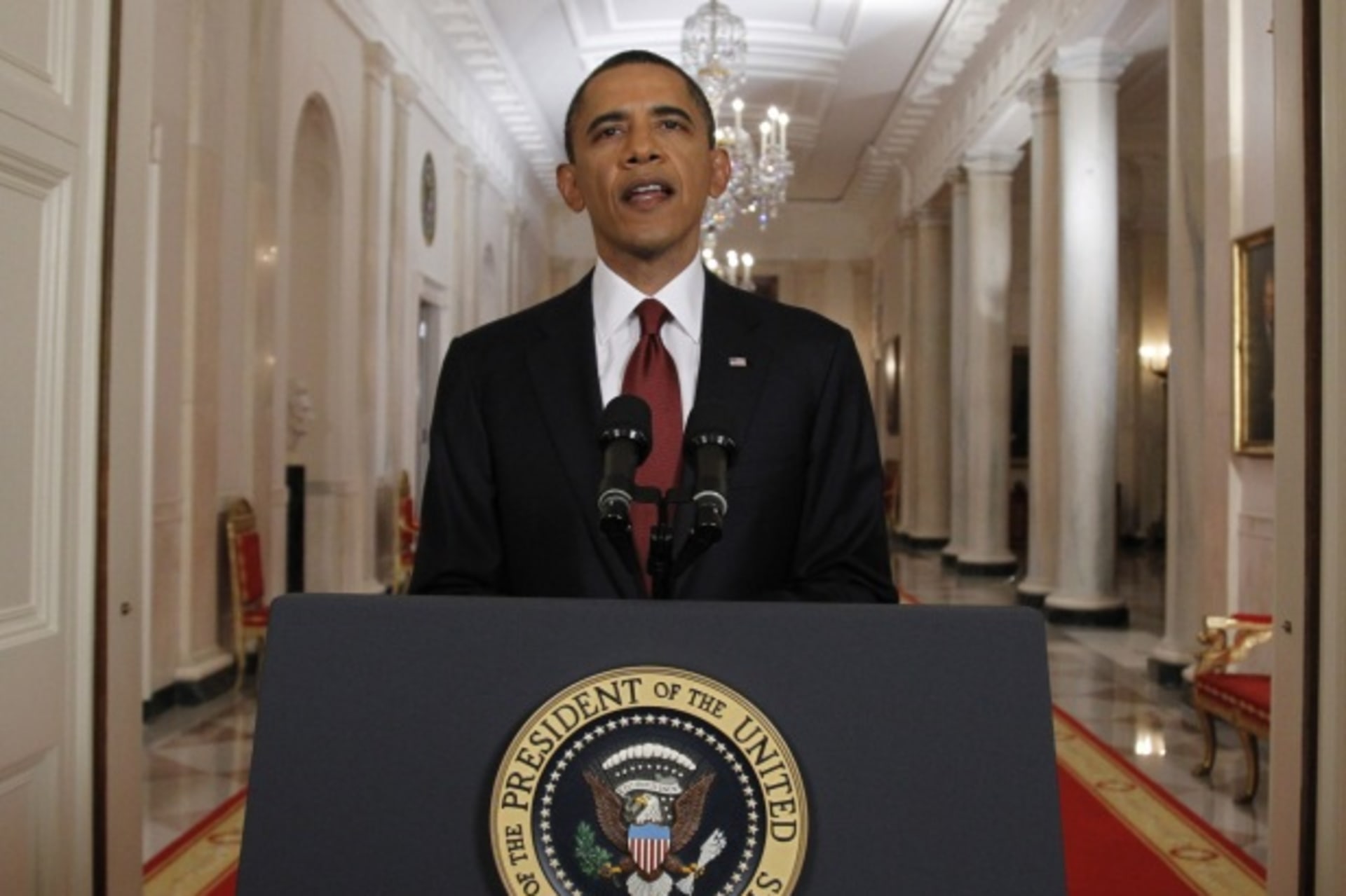 <p>President Obama is pictured announcing the death of Osama bin Laden on May 1, 2011 (Courtesy Reuters/Jason Reed).</p>
