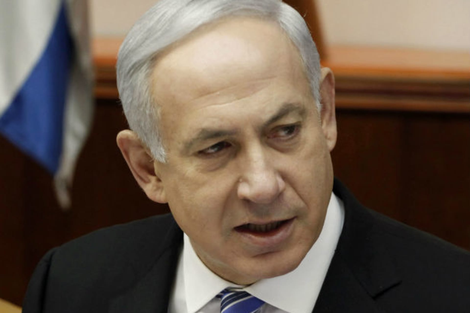Israel's prime minister Benjamin Netanyahu speaks during the weekly cabinet meeting in Jerusalem on May 7, 2012 (Gali Tibbon/Courtesy Reuters).