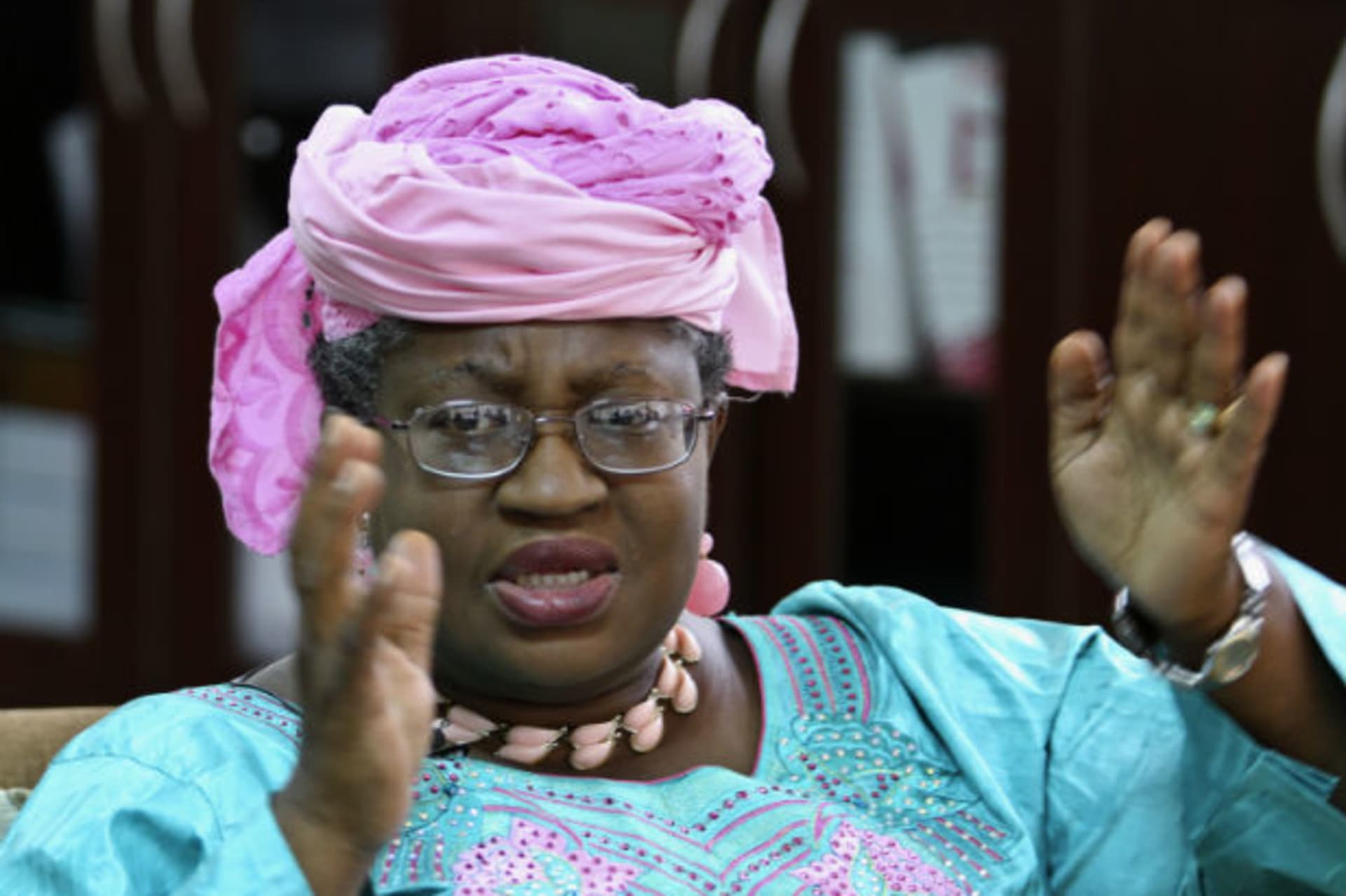 Nigeria's Finance Minister Okonjo-Iweala speaks during an interview in Abuja 25/08/2012.