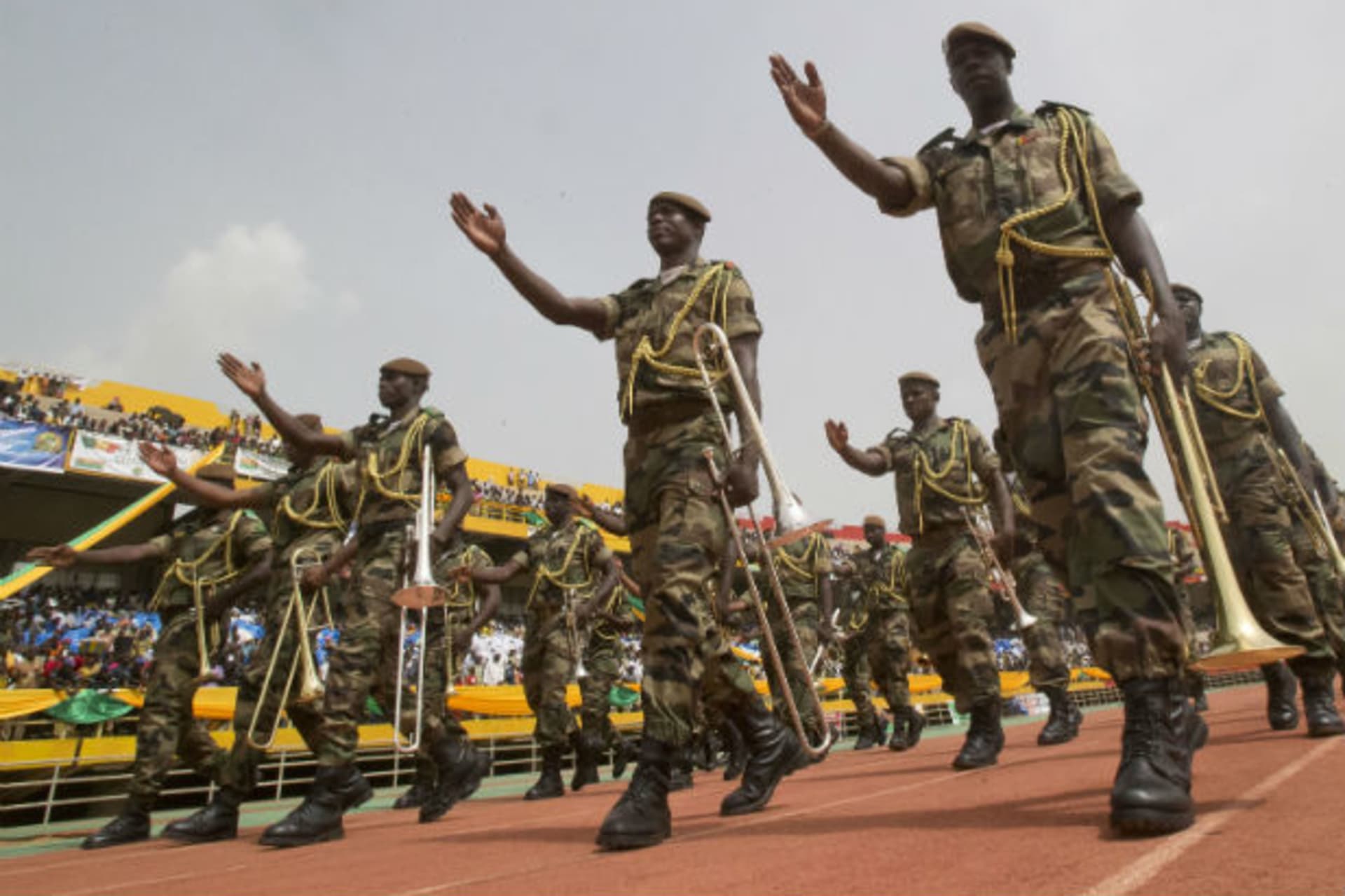 A marching band parade during the inauguration celebration of Mali's new president Ibrahim Boubacar Keita at the 26th of March Stadium in Bamako September 19, 2013.