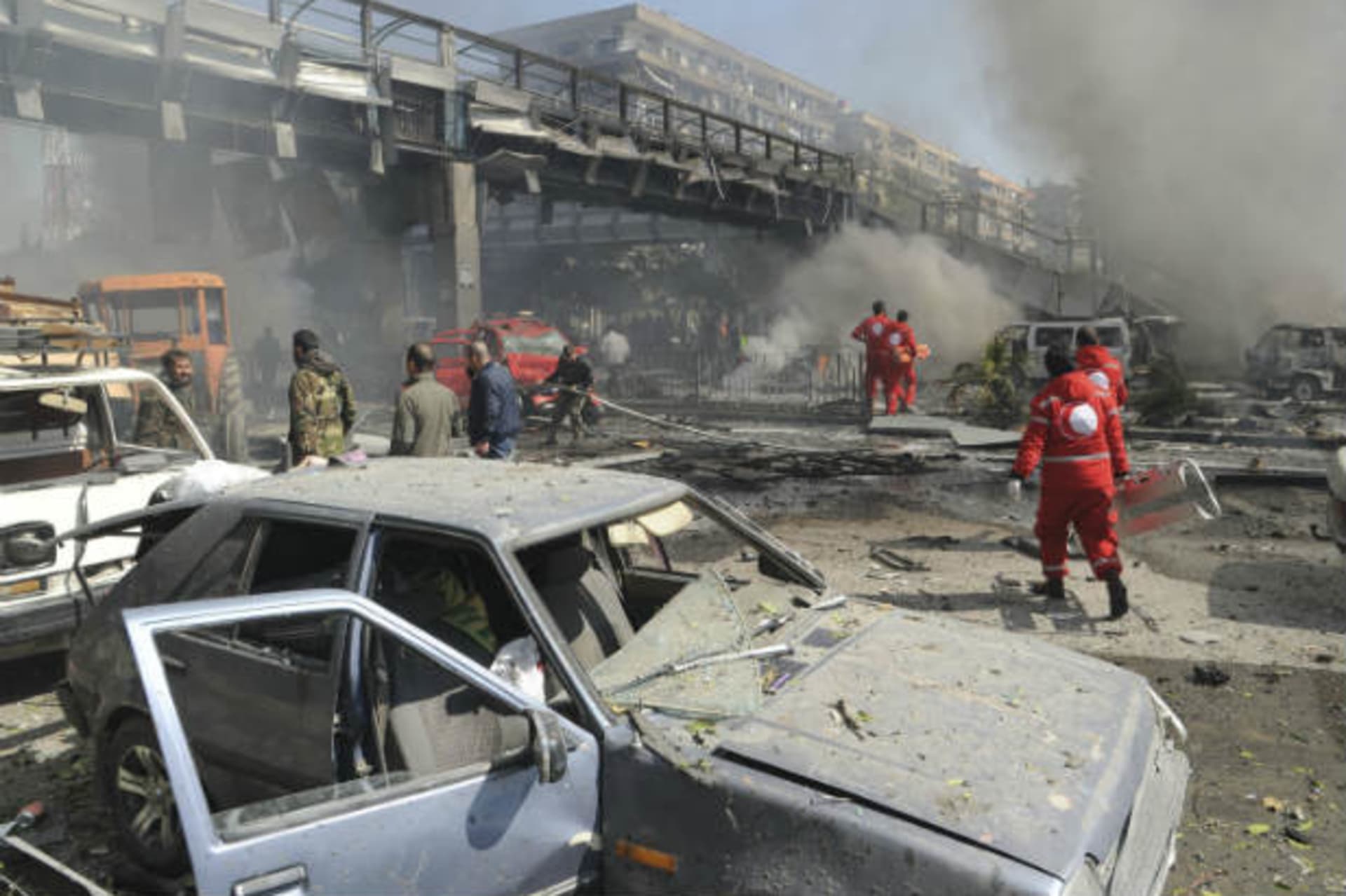 An explosion in Damascus (SANA/Courtesy Reuters).