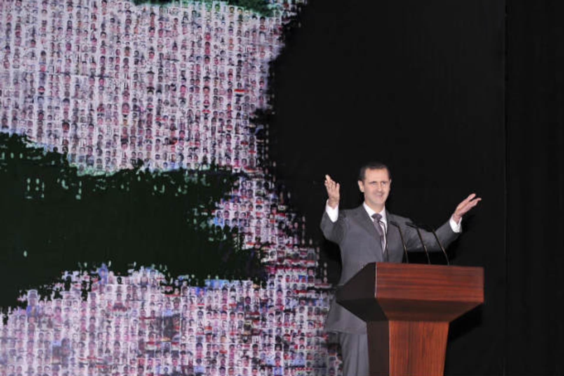 Syria's president Bashar al-Assad speaks at the Opera House in Damascus on January 6, 2013 (Courtesy Reuters).