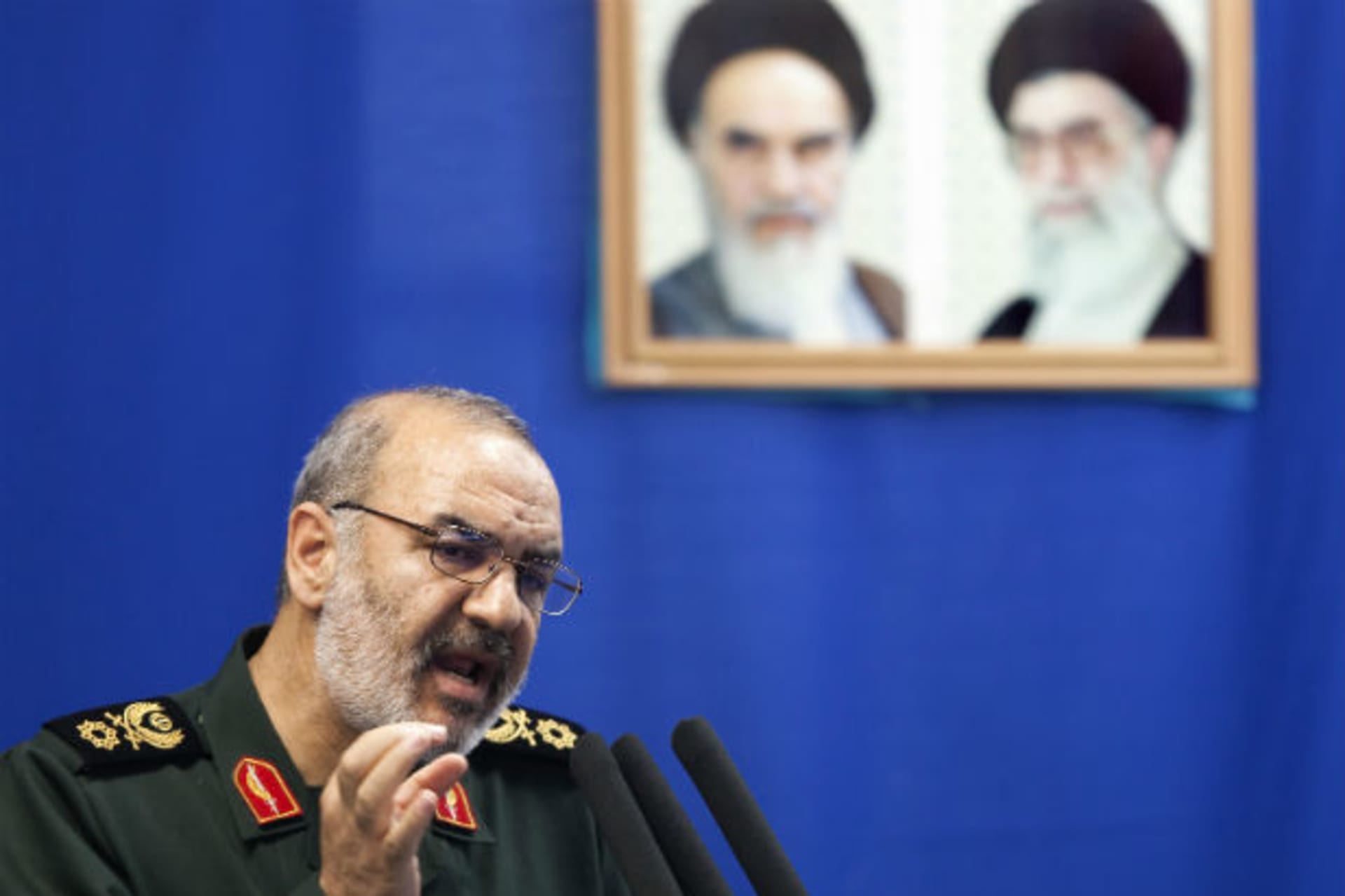 Hossein Salami, acting commander of Iran's Revolutionary Guard, speaks during Tehran's Friday prayers (Nikoubazl/Courtesy Reuters).