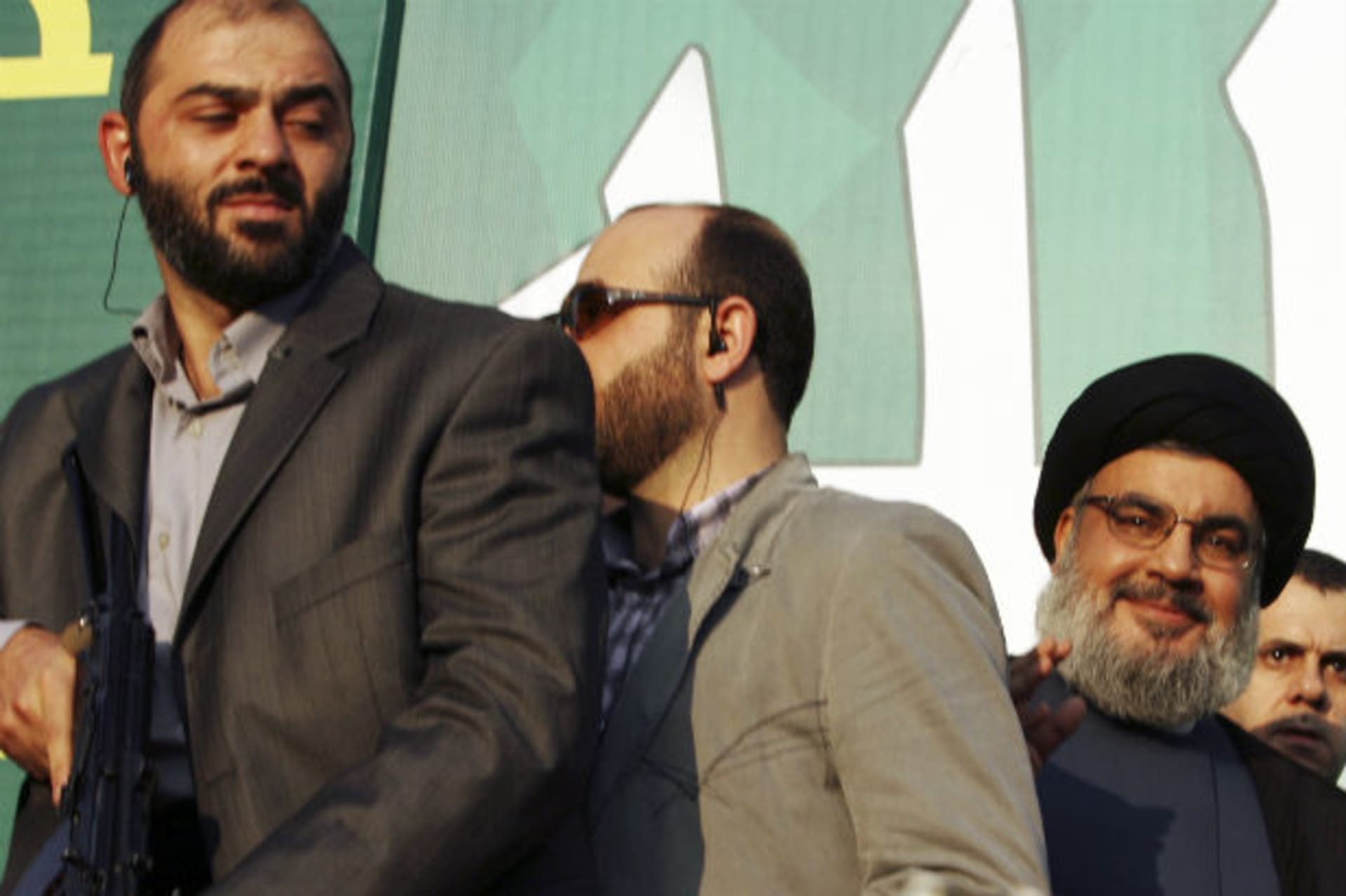 Lebanon's Hezbollah leader Sayyed Hassan Nasrallah addresses his supporters during a public appearance at an anti-U.S. protest in Beirut's southern suburbs on September 17, 2012 (Hasan Shaaban/Courtesy Reuters).