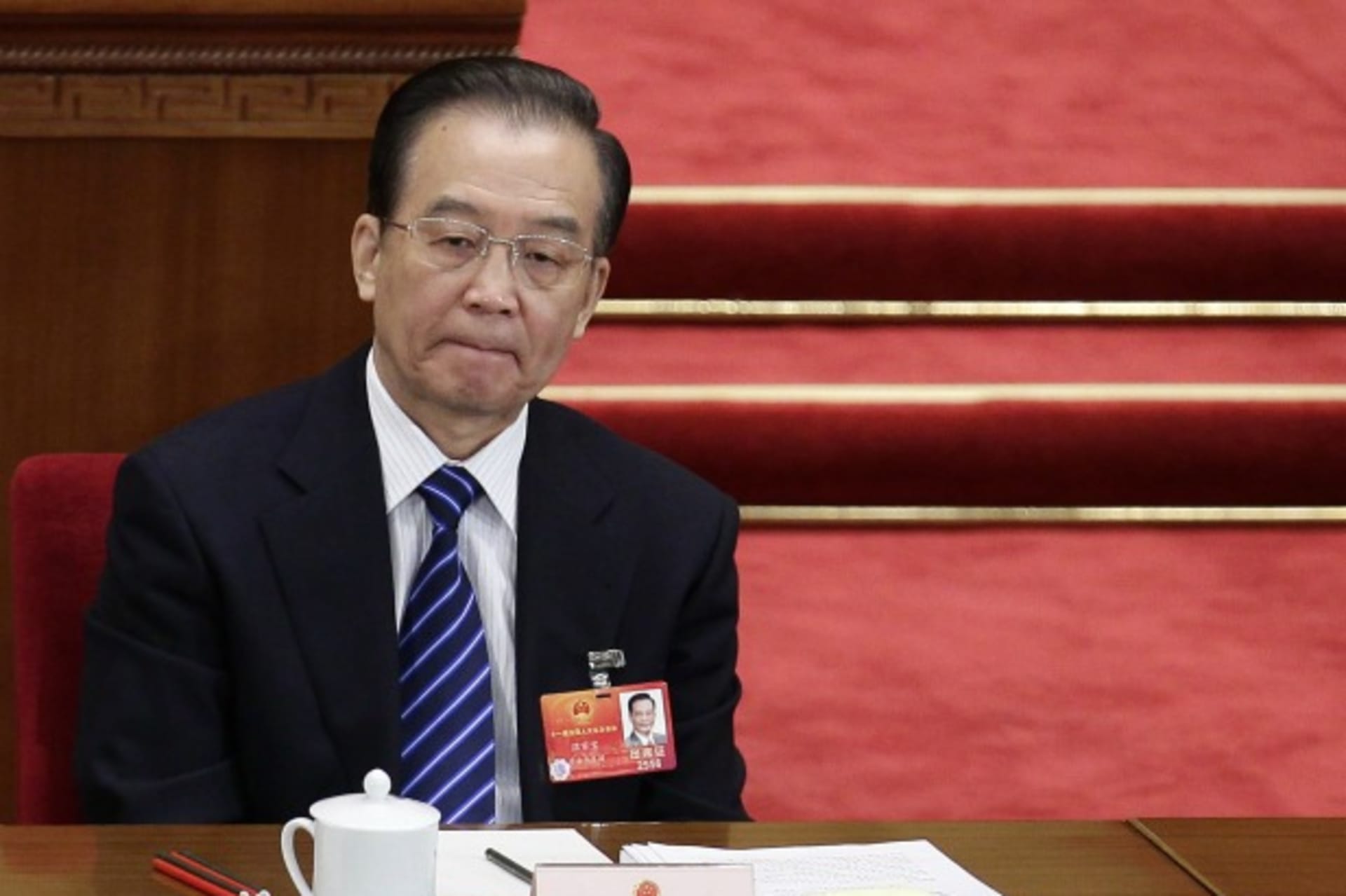 <p>China’s Premier Wen Jiabao attends the second plenary meeting of the National People’s Congress in Beijing on March 8, 2012.</p>