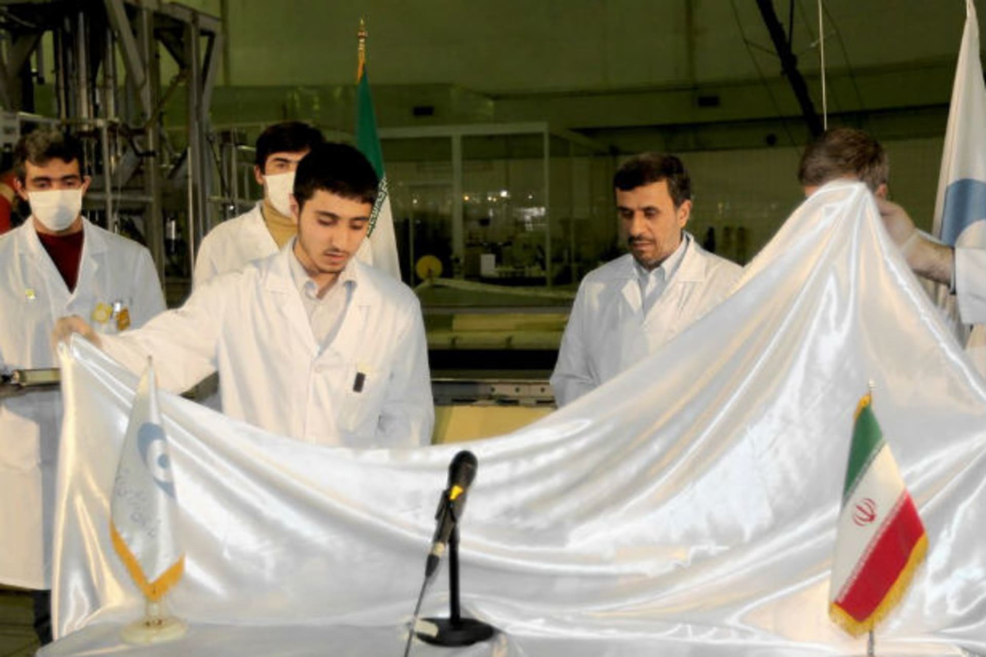 Iran's president Mahmoud Ahmadinejad attends an unveiling ceremony for new nuclear projects in Tehran on February 15, 2012 (Courtesy Reuters).