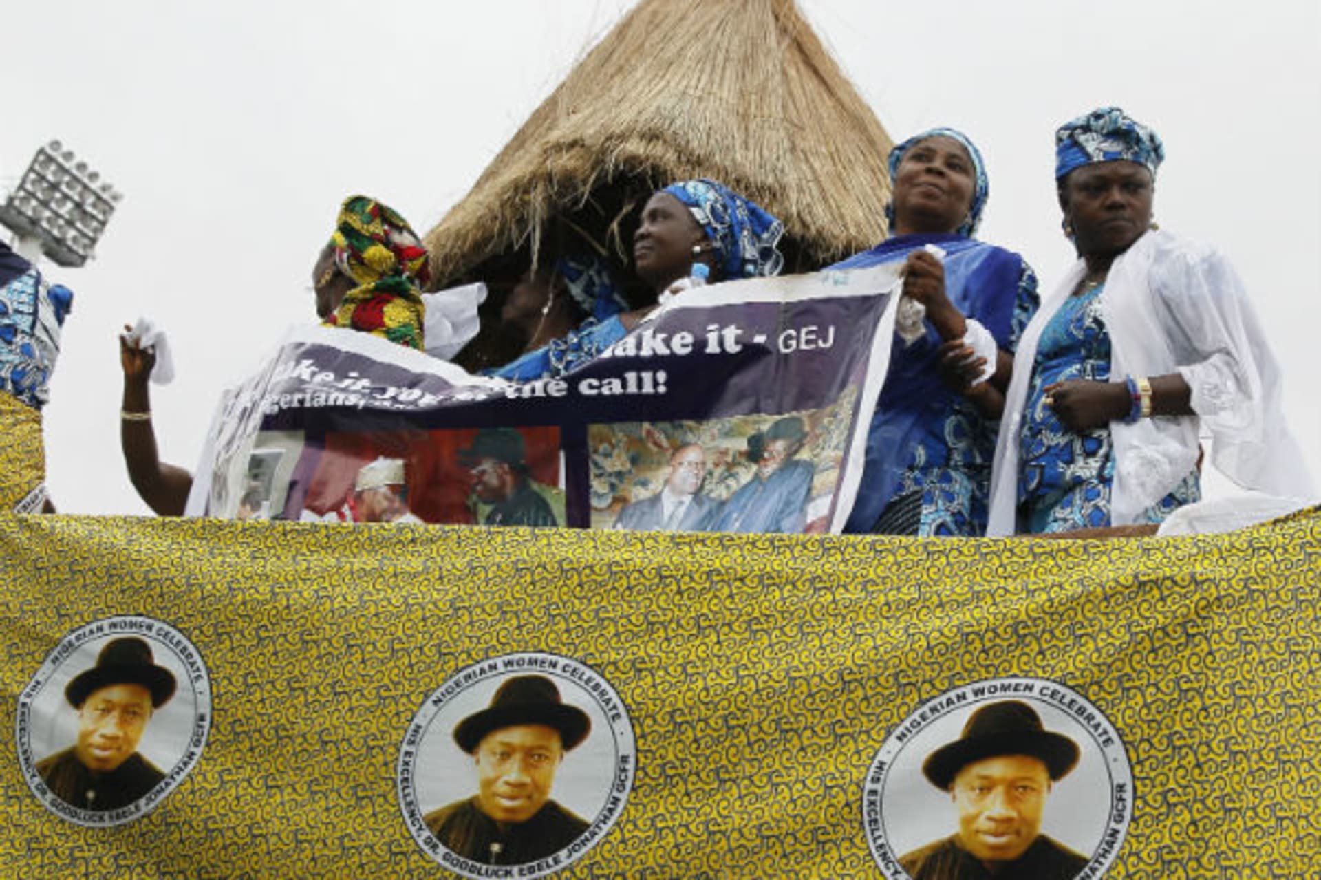 FCT women rally for Nigeria's President Goodluck Jonathan during the "peace rally" organised by the National Council for Women's Societies (NCWS) in Abuja, August 15, 2013.