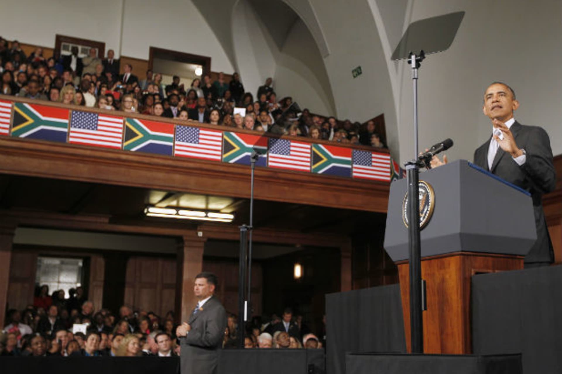 U.S. President Barack Obama delivers remarks at the University of Cape Town, June 30, 2013.