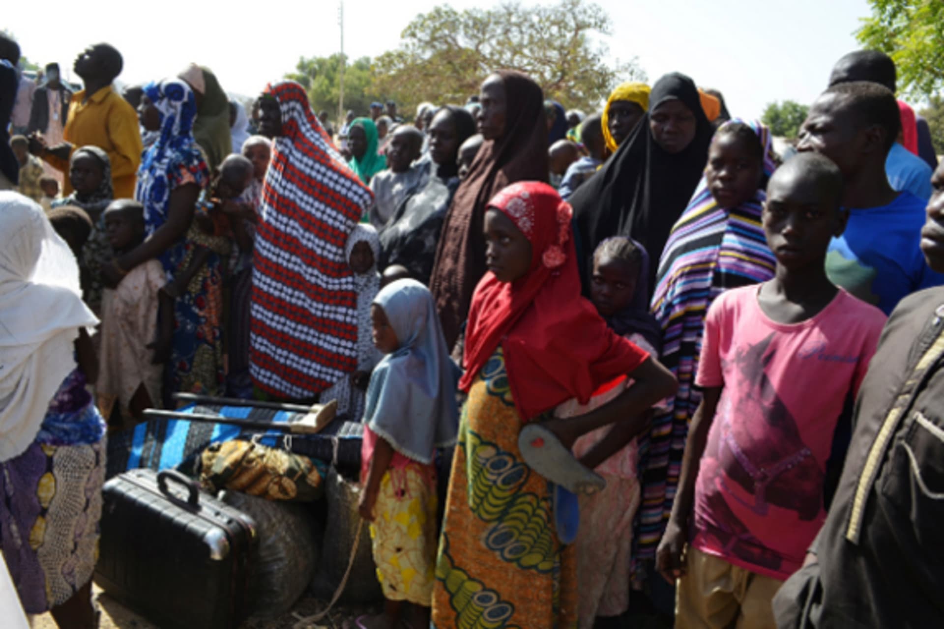 Families from Gwoza, Borno State, displaced by the violence and unrest caused by the insurgency, are pictured at a refugee camp in Mararaba Madagali, Adamawa State, February 18, 2014.