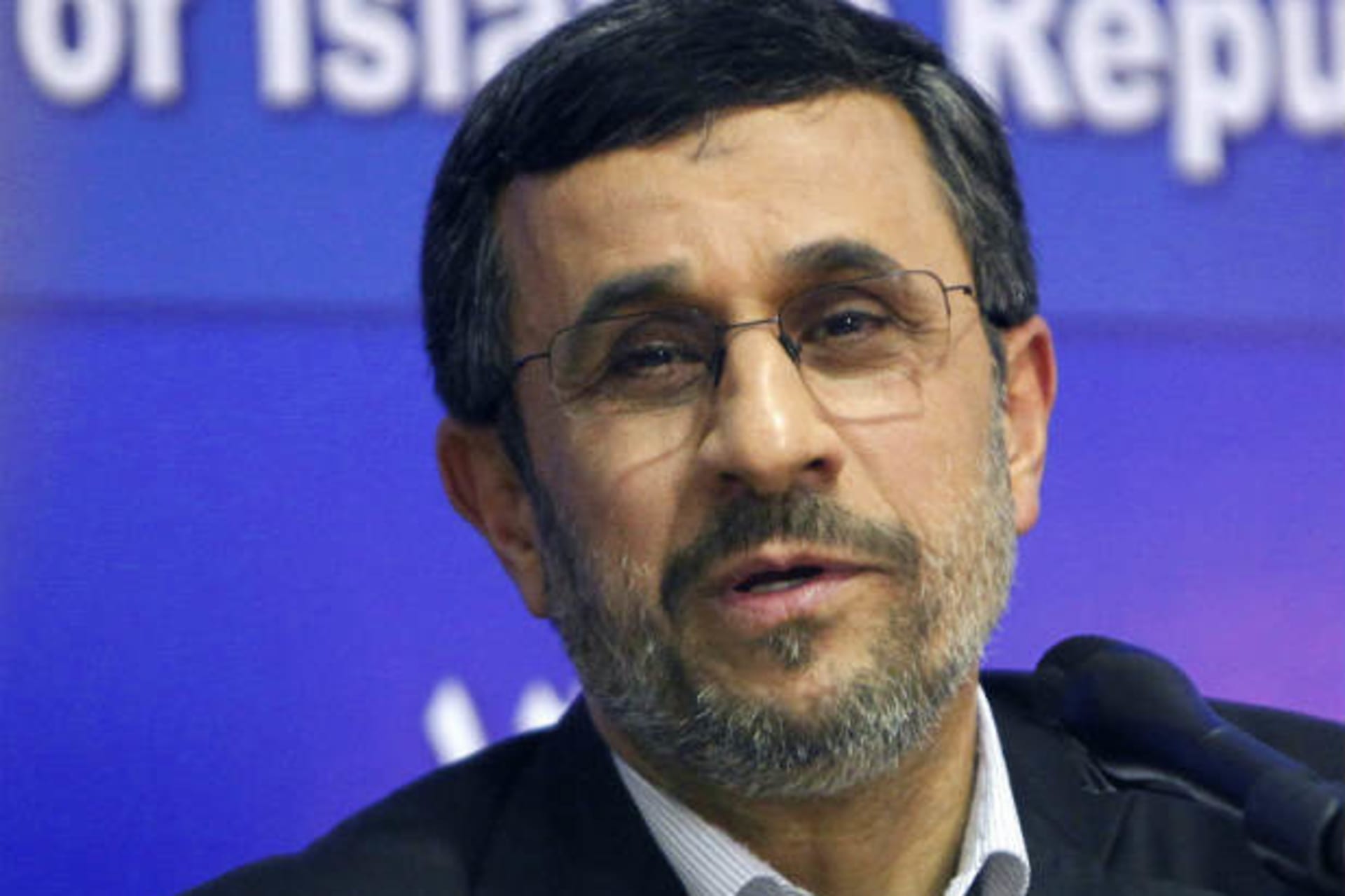Iran's president Mahmoud Ahmadinejad talks during a news conference at the end of his visit to Cairo, February 7, 2013 (Waguih/Courtesy Reuters)..