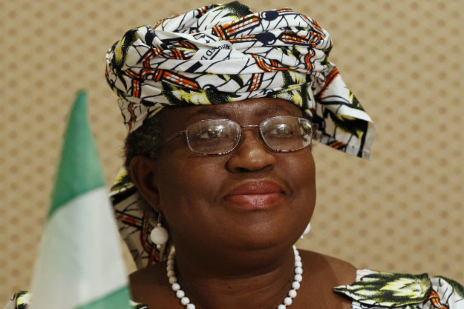 Nigerian Finance Minister Ngozi Okonjo-Iweala speaks during a media briefing in Pretoria 23/03/2012.