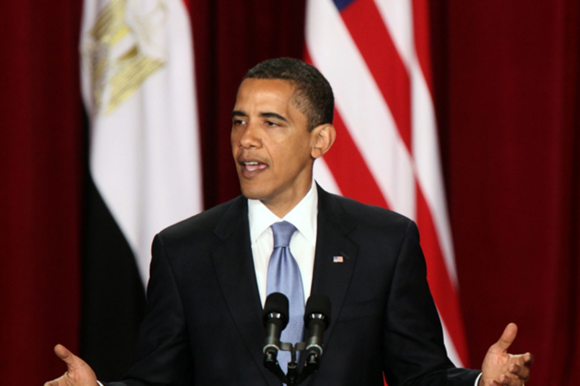U.S. President Barack Obama delivers a speech in the Grand Hall of Cairo University