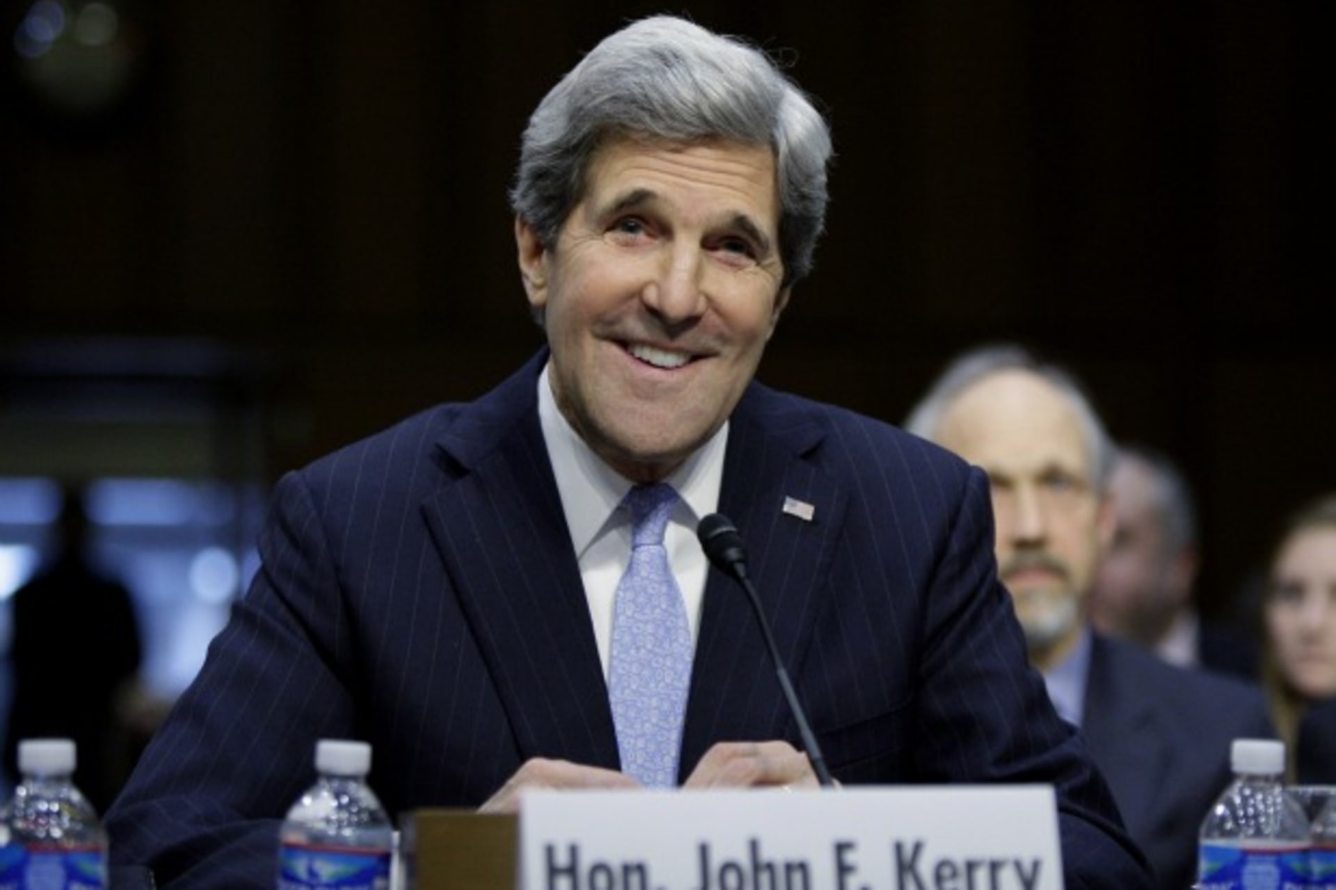 <p>U.S. Senator John Kerry (D-MA) testifies during his Senate Foreign Relations Committee confirmation hearing to be secretary of state, on Capitol Hill in Washington, DC, on January 24, 2013.</p>
