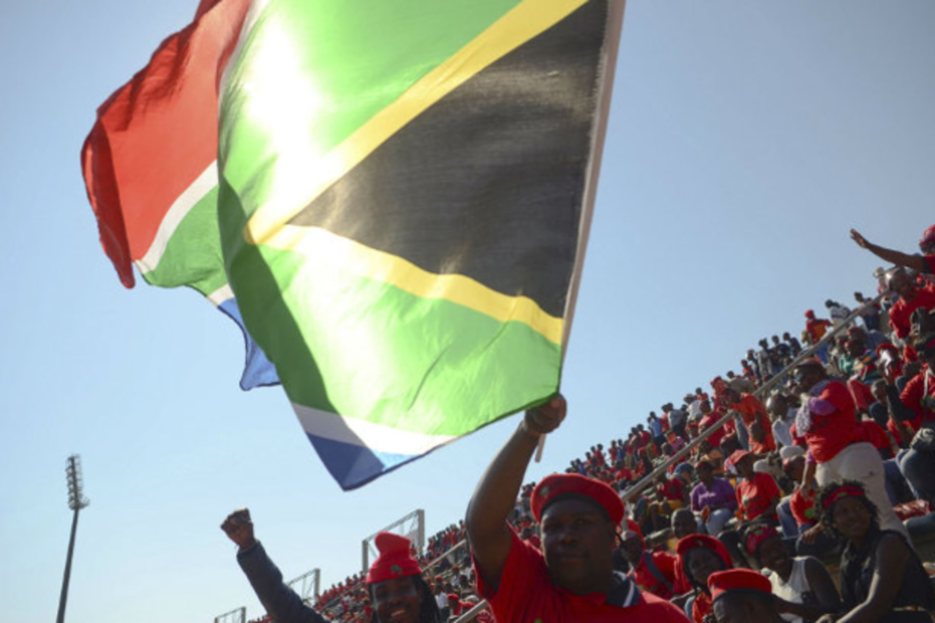 Supporters of Julius Malema's Economic Freedom Party (EFF) cheer during their party's final election rally in Pretoria, May 4, 2014. (Skyler Reid/Courtesy Reuters)