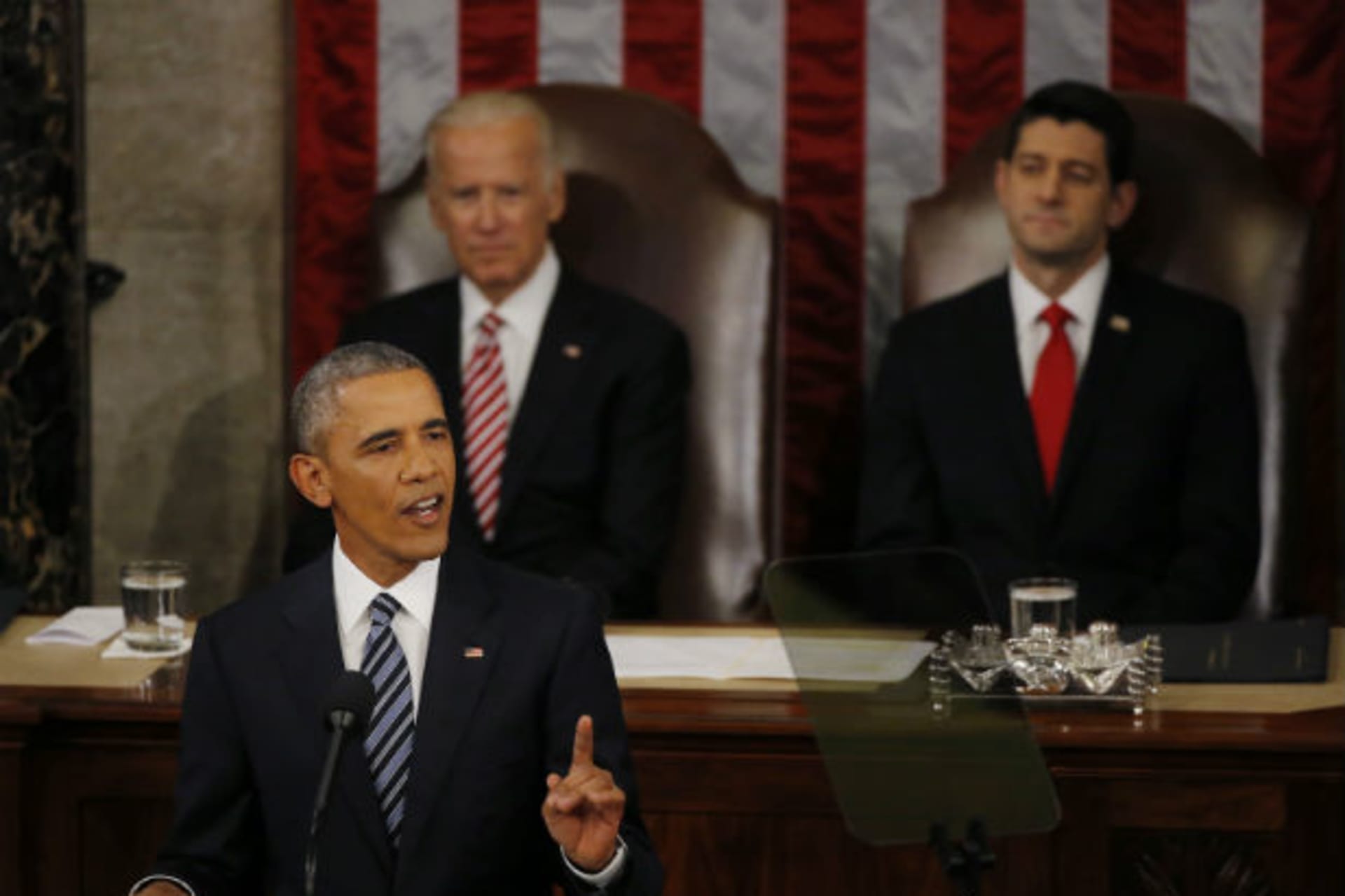 <p>U.S. President Barack Obama delivers his final State of the Union address to a joint session of Congress in Washington, DC, on January 12, 2016.</p>
