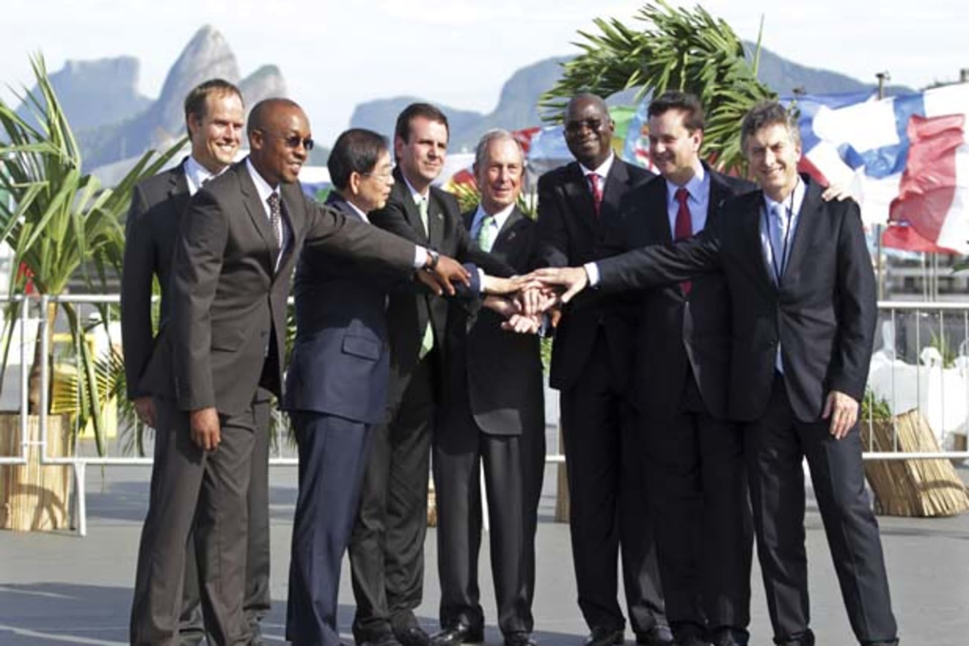 Mayors pose for picture during the Rio+C40 Megacity Mayors Taking Action on Climate Change in Rio de Janeiro