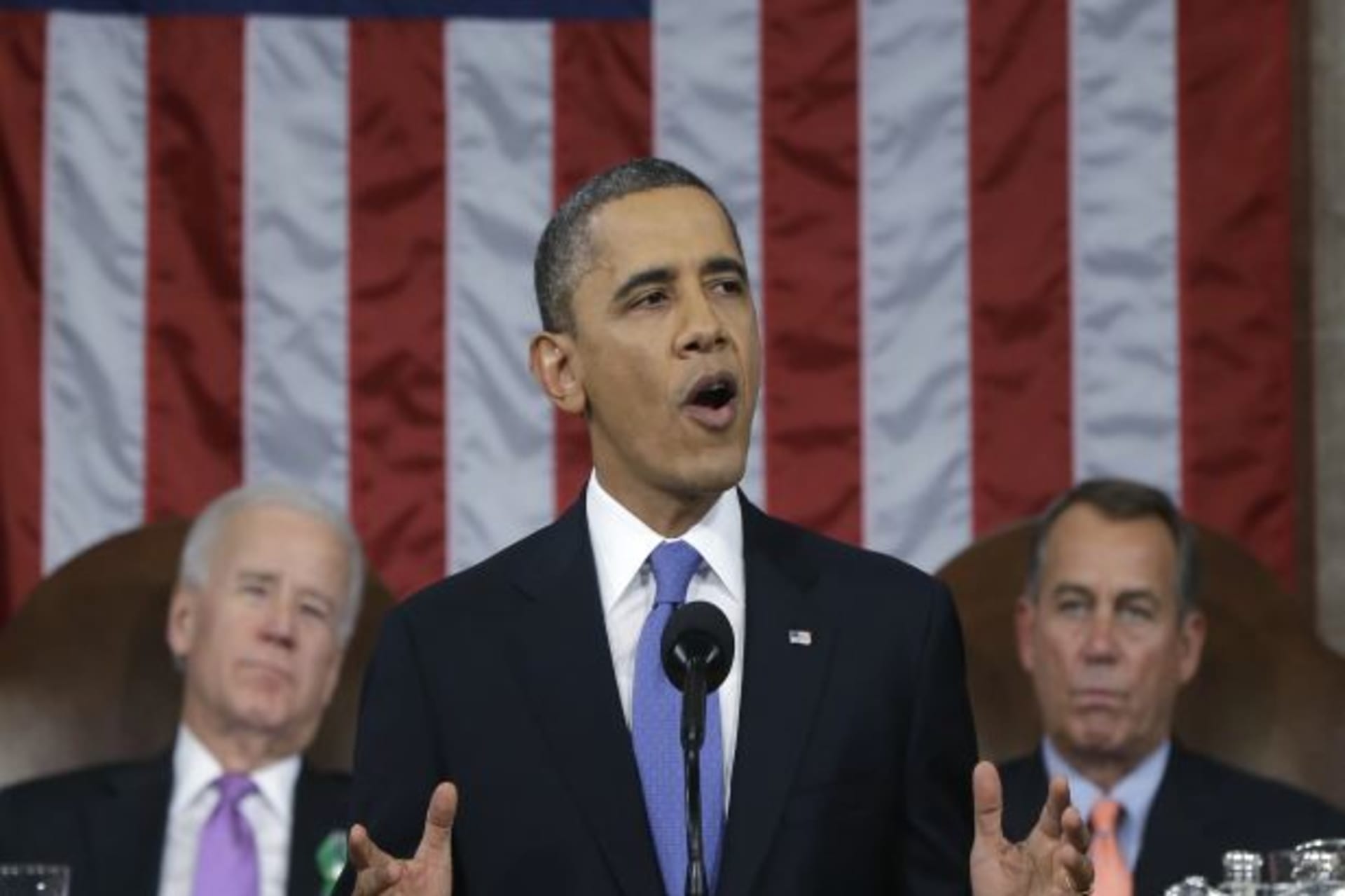 <p>U.S. president Barack Obama delivers his State of the Union on February 12, 2013 (Charles Dharapak/Courtesy Reuters).</p>
