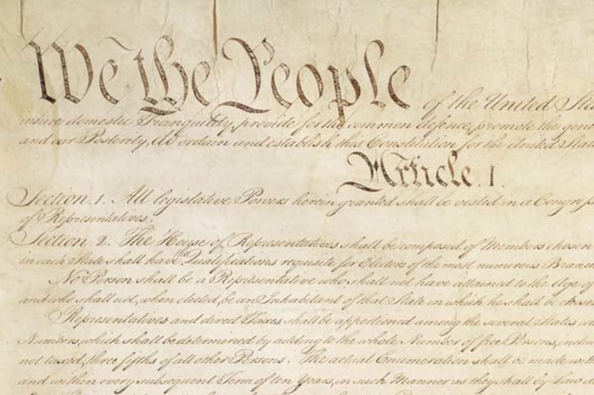 <p>The United States Constitution (Courtesy of the National Archives)</p>

