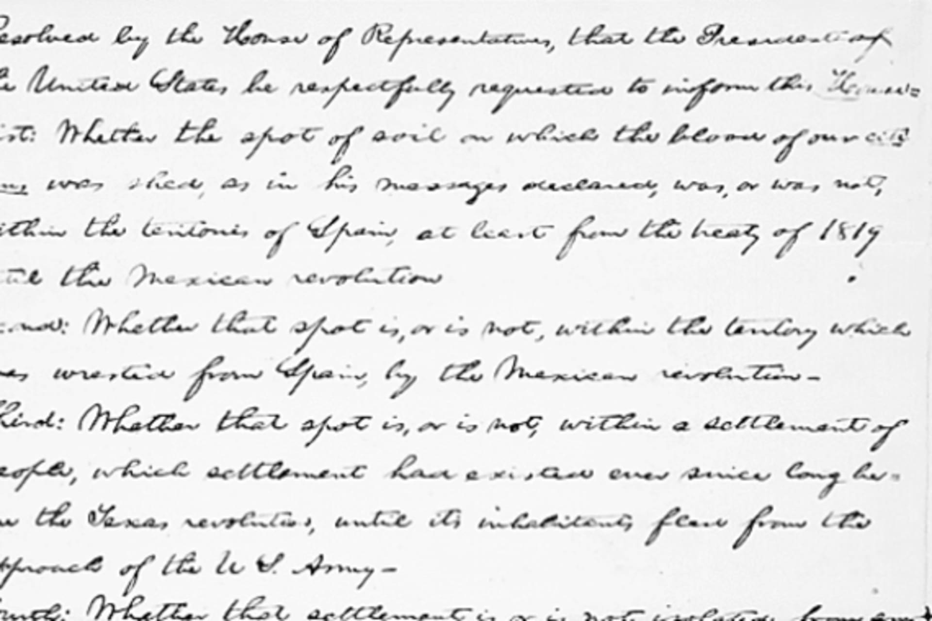 <p>Lincoln’s handwritten copy of the “Spot Resolutions” (courtesy of National Archives).</p>

