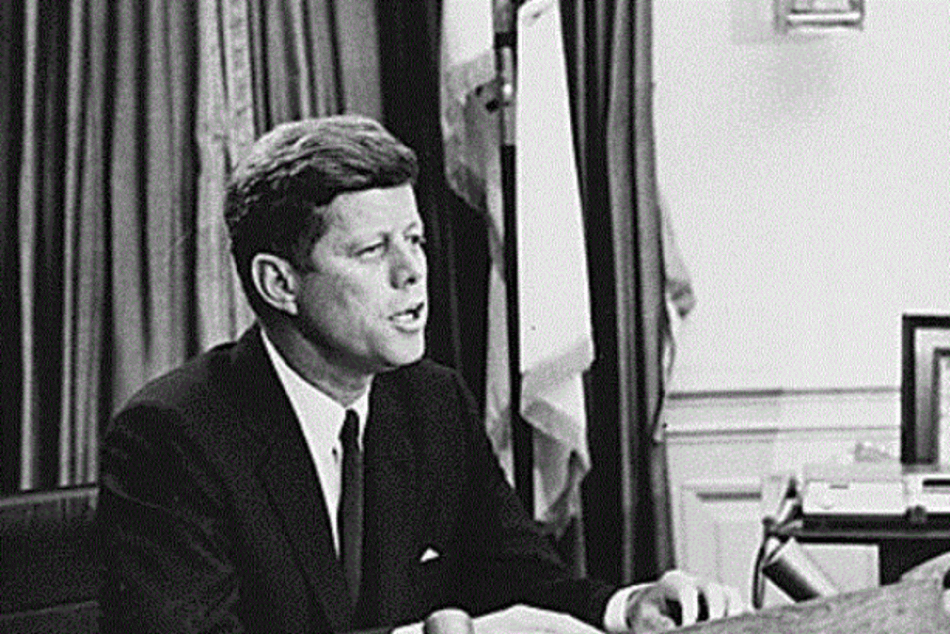 <p>President John F. Kennedy addresses the nation from the Oval Office </p>
