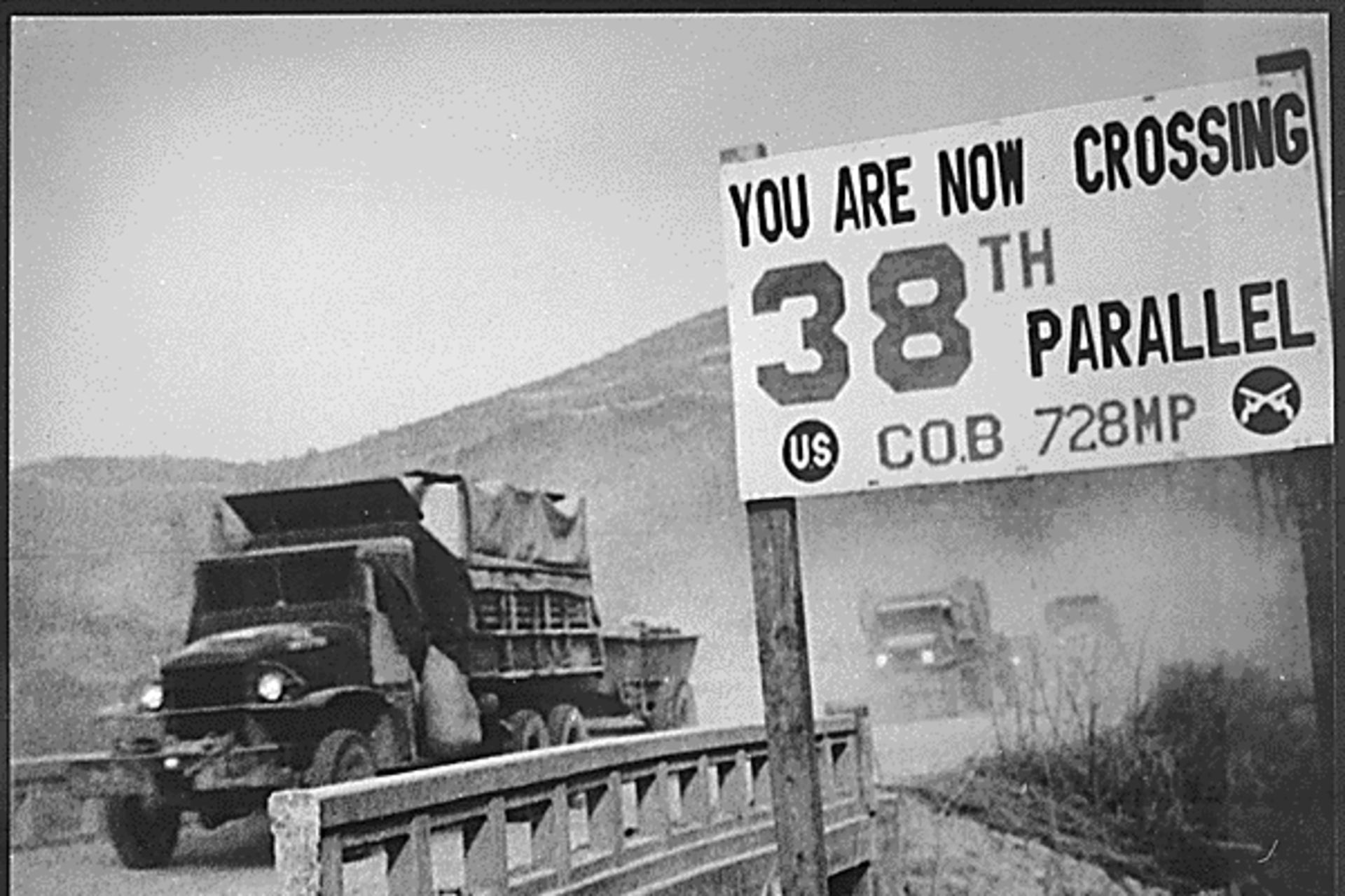 <p>A UN convoy crossing the 38th parallel. National Archives </p>

