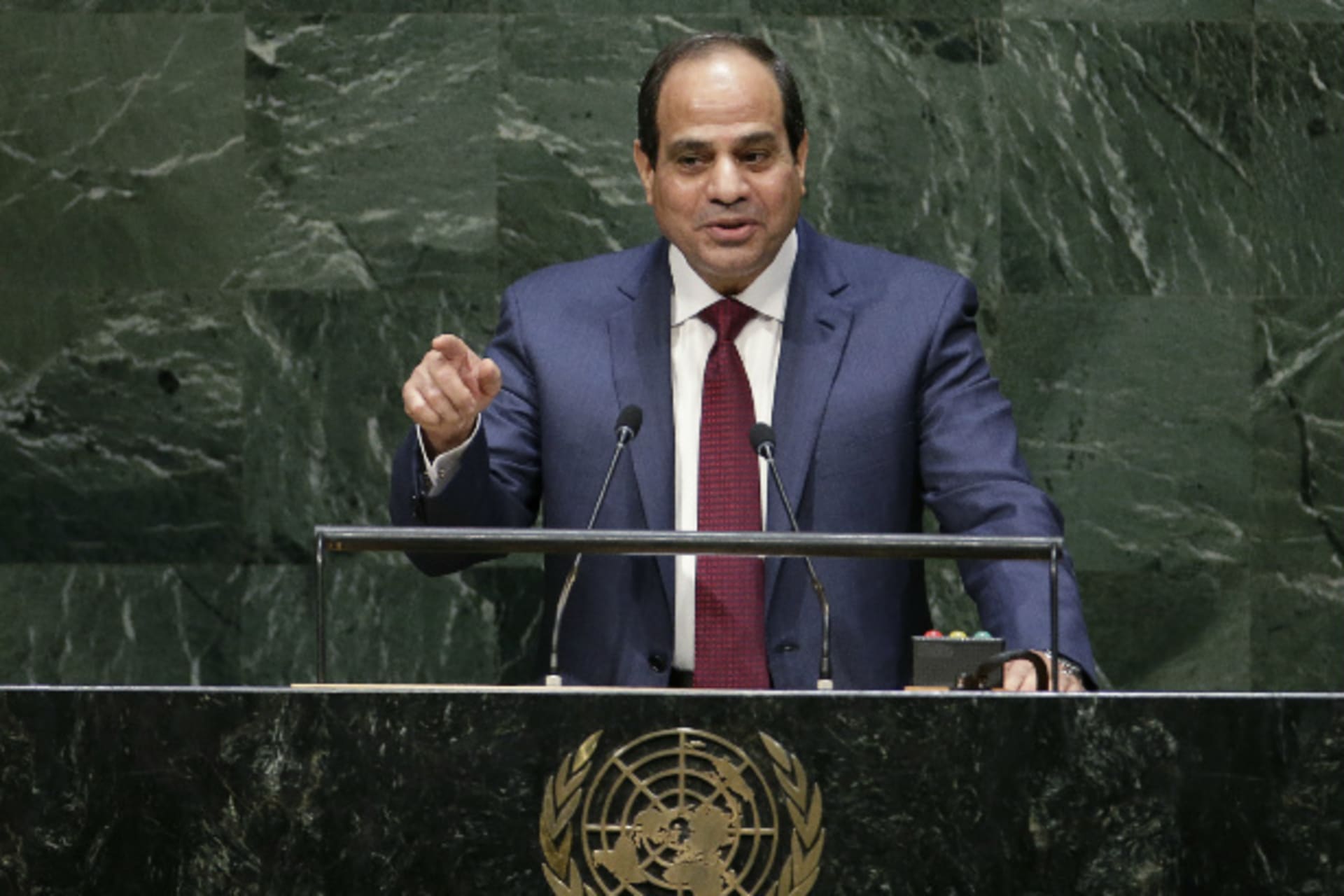 Egypt's President Abdel Fattah al-Sisi addresses the 69th United Nations General Assembly at U.N. headquarters in New York, September 24, 2014 (Segar/Courtesy Reuters).