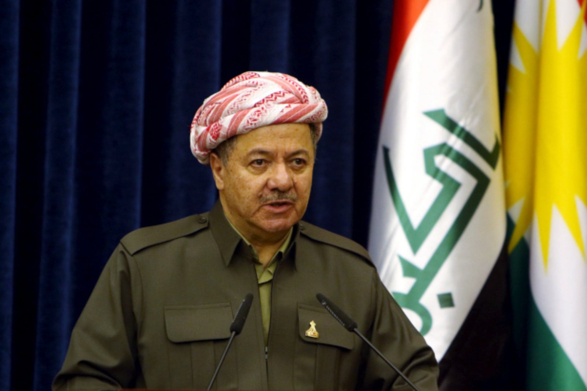 <p>raqi Kurdistan region’s President Massoud Barzani attends a news conference with Britain’s Foreign Secretary Philip Hammond in Erbil, Iraq (Azad Lashkari/Reuters).</p>