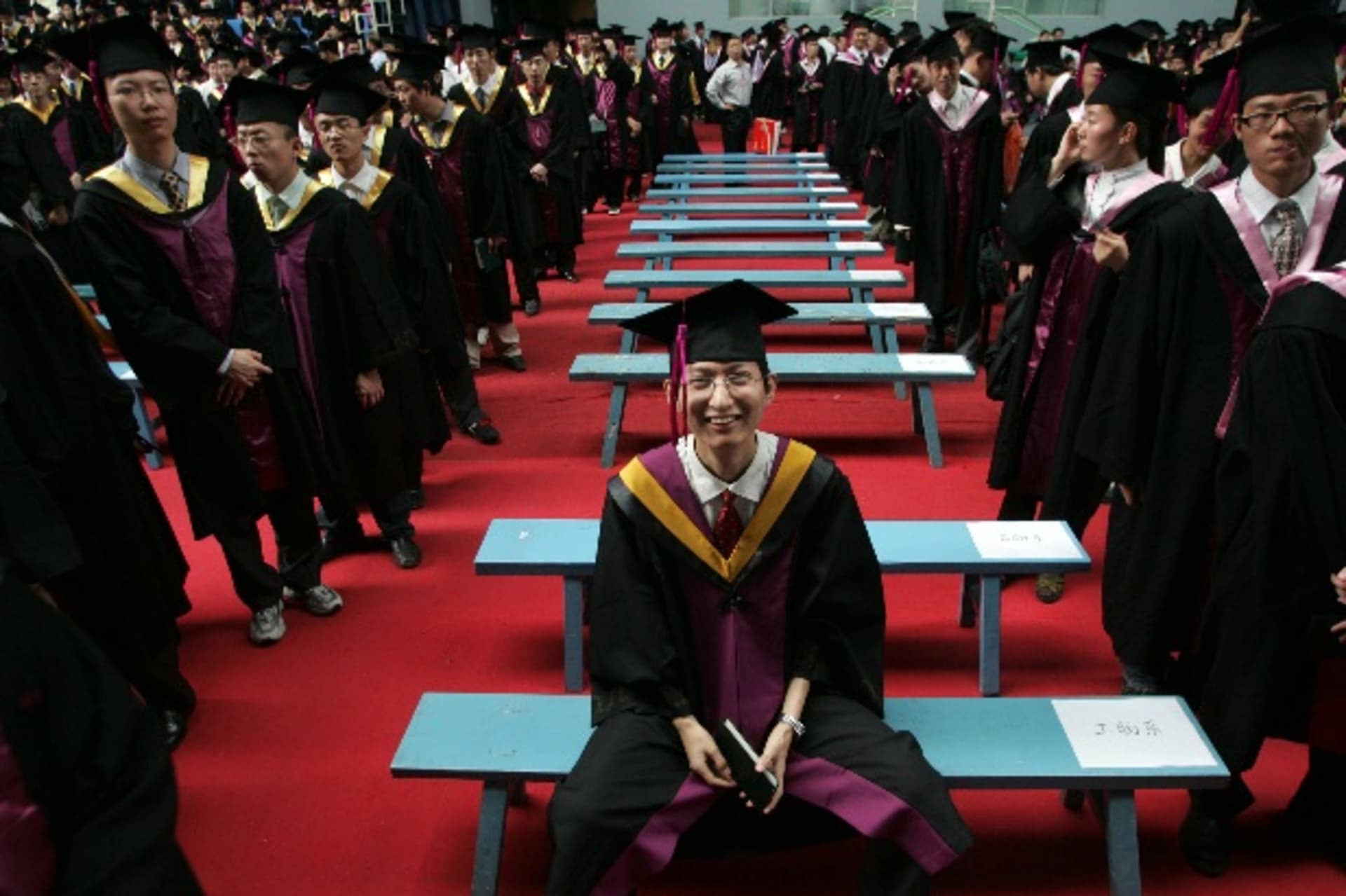 <p>A student poses for a photo after a graduation ceremony at Tsinghua University in Beijing, July 11, 2006. About 4.1 million ar…o graduate this year, an increase of 22 percent over 2005, the official Xinhua news agency reported. REUTERS/Jason Lee (CHINA)</p>