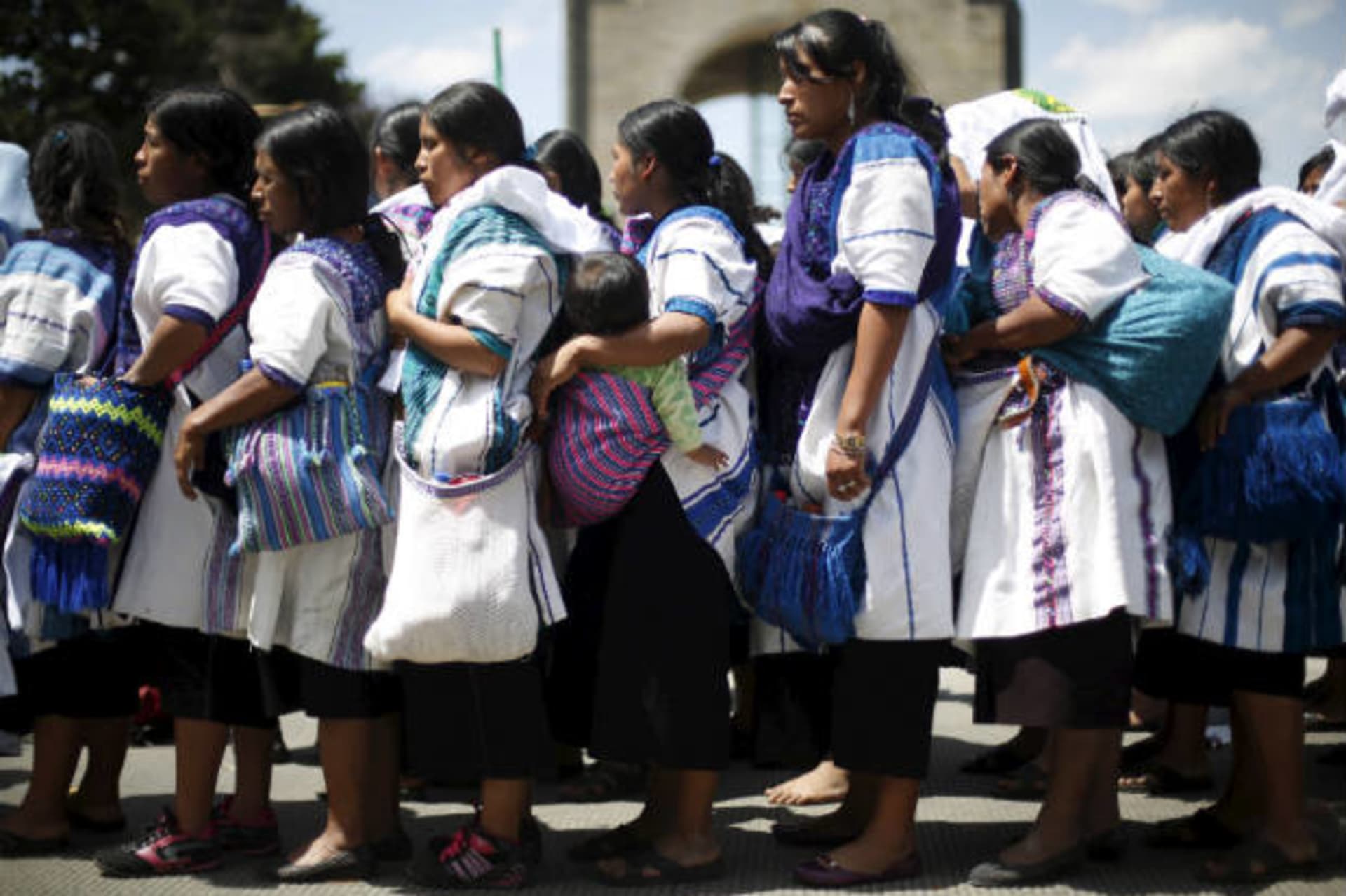 <p>women mexico line up UN women’s day</p>