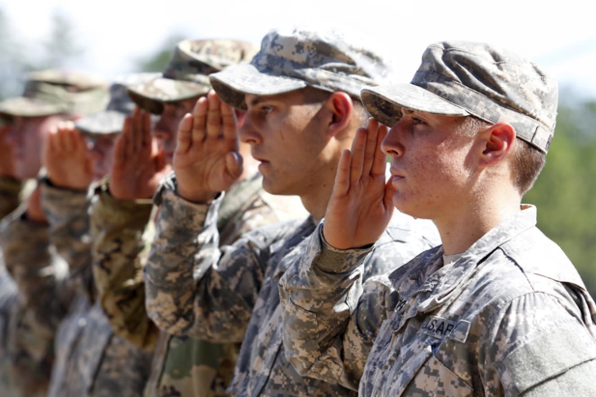 Haver of Copperas Cove, Texas stands with others at Ranger school graduation at Fort Benning in Columbus