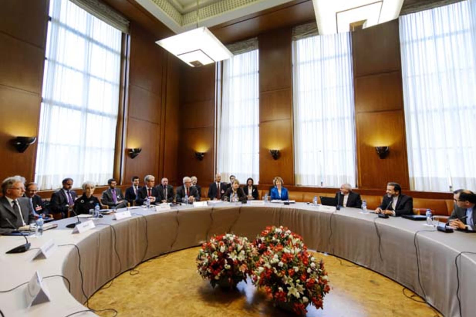 <p>Delegations meet at the United Nations offices in Geneva for the Iran nuclear talks (Fabrice Coffrini/Courtesy Reuters).</p>
