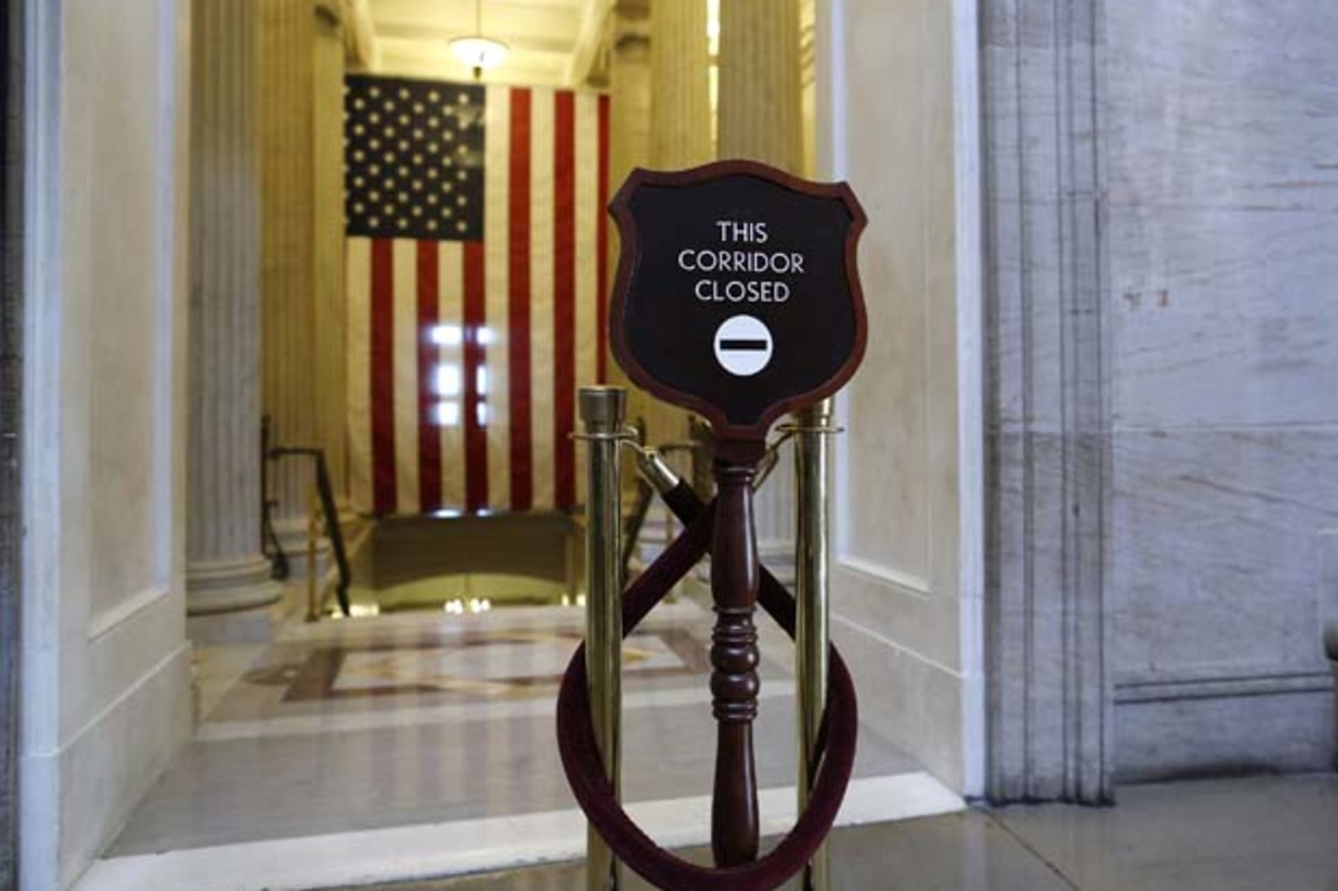 <p>A corridor is closed to foot traffic at the U.S. Capitol (Jonathan Ernst/Courtesy Reuters).</p>