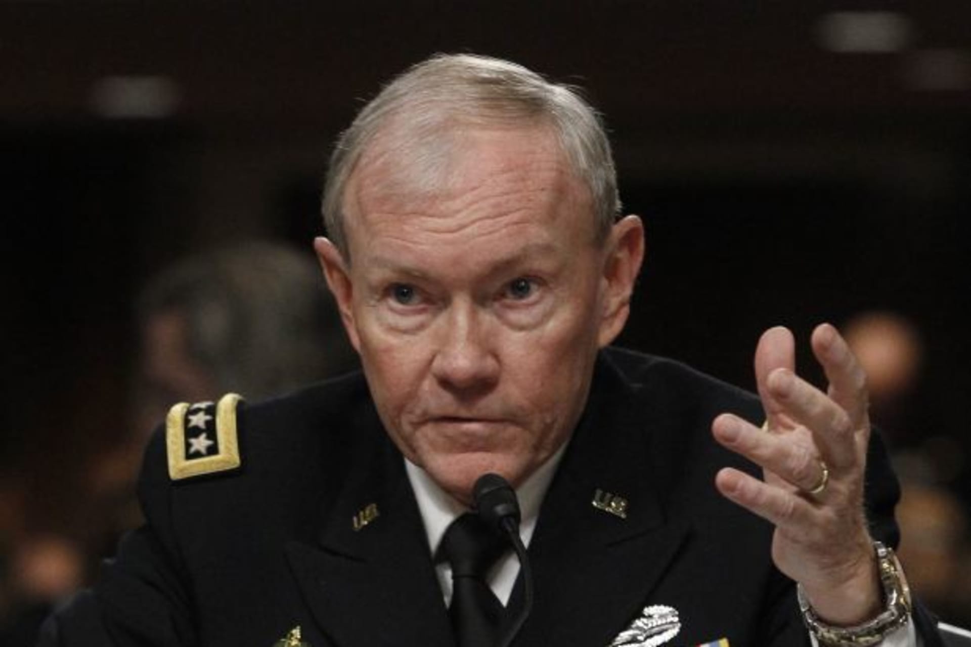 <p>U.S. Army general Martin Dempsey, chairman of the Joint Chiefs of Staff, testifies on February 7, 2013 (Gary Cameron/Courtesy Reuters).</p>
