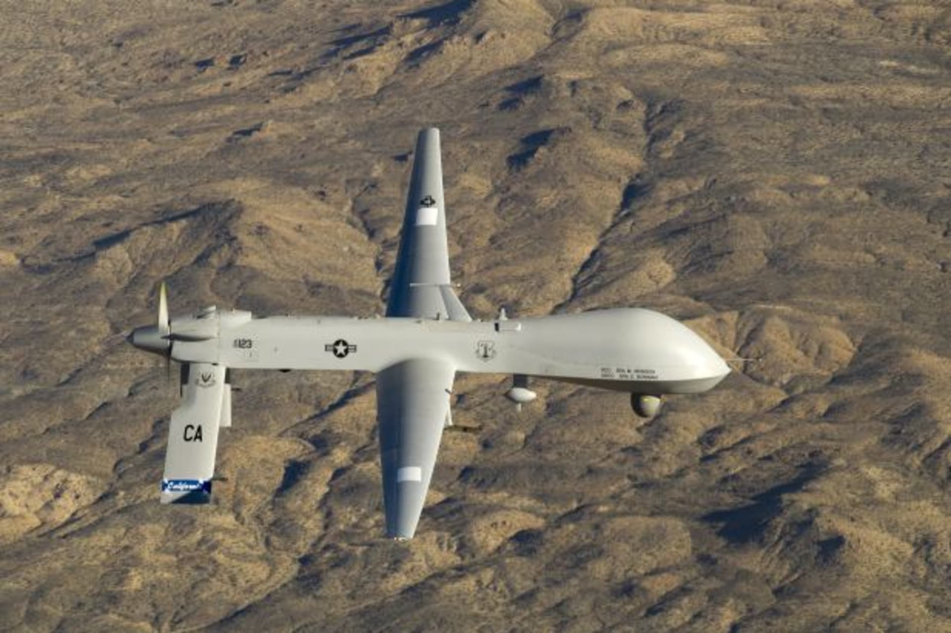 <p>A U.S. Air Force MQ-1 Predator unmanned aerial vehicle (U.S. Air Force Tech. Sgt. Effrain Lopez/Courtesy Reuters).</p>
