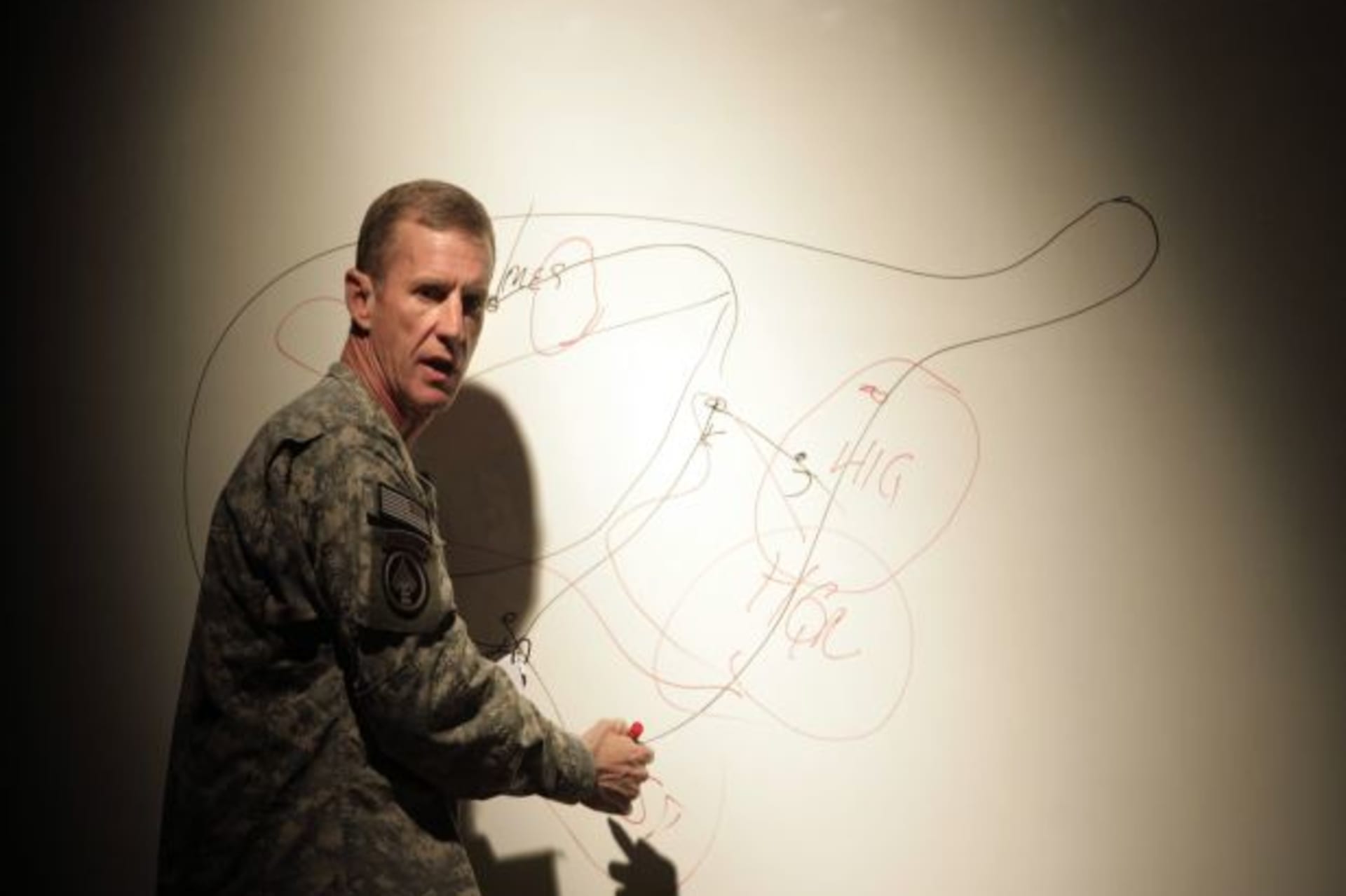 <p>General Stanley McChrystal speaks at Kandahar Airfield in Afghanistan on December 2, 2009 (Mustafa Quraishi/Courtesy Reuters).</p>
