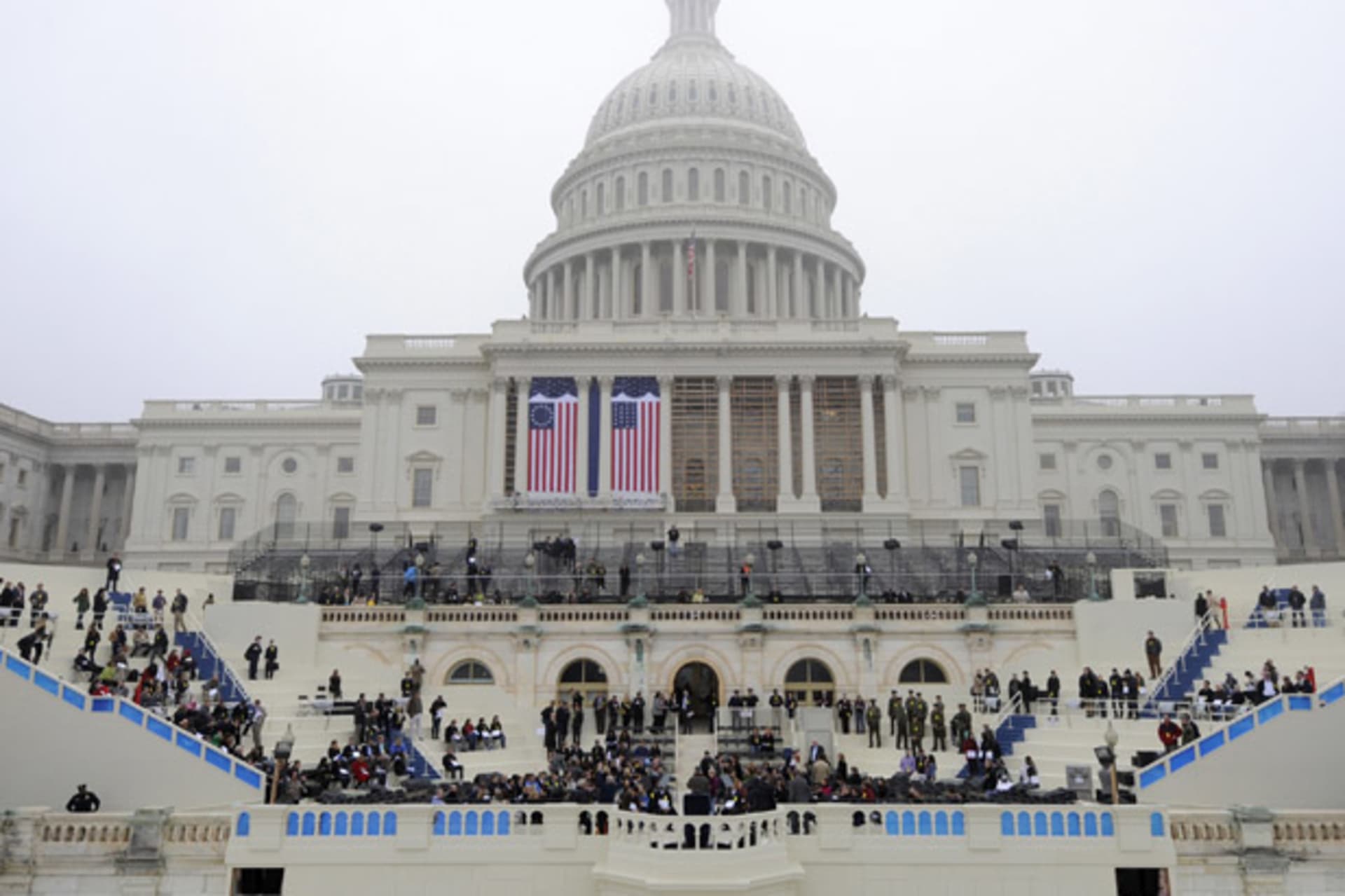 <p>The U.S. Capitol prepares for President Obama’s second inauguration with a dress rehearsal on January 13, 2013 (Mike Theiler/Courtesy Reuters).</p>
