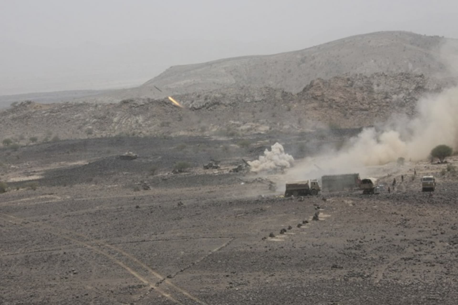 <p>Yemeni army forces fire a missile towards positions of al Qaeda-linked militants in Abyan, Yemen, on June 6, 2012 (Courtesy Reuters/Handout).</p>
