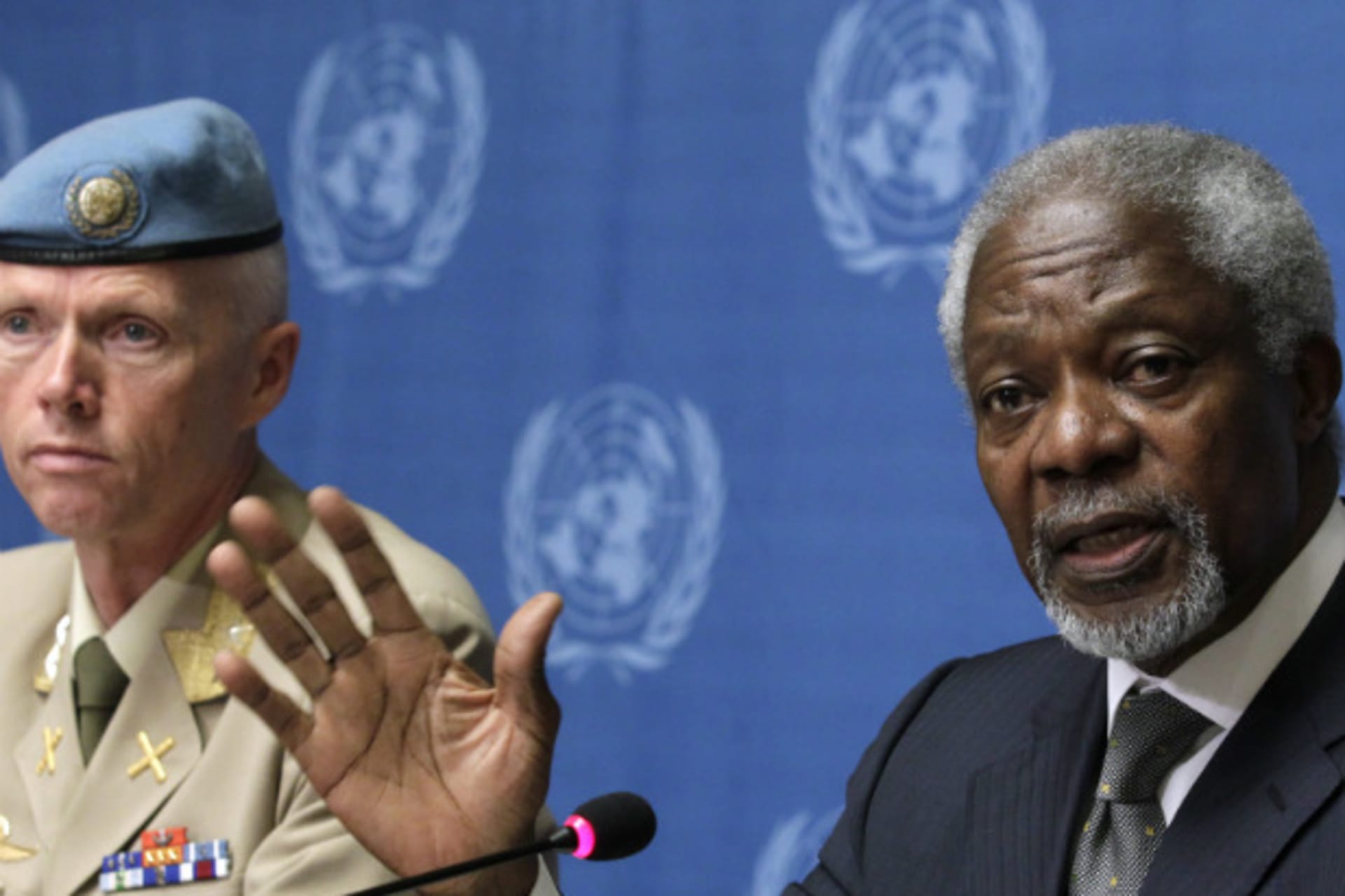 <p>Kofi Annan, the joint special envoy of the UN and the Arab League for Syria, speaks during a press conference in Geneva. (Denis Balibouse/courtesy Reuters)</p>