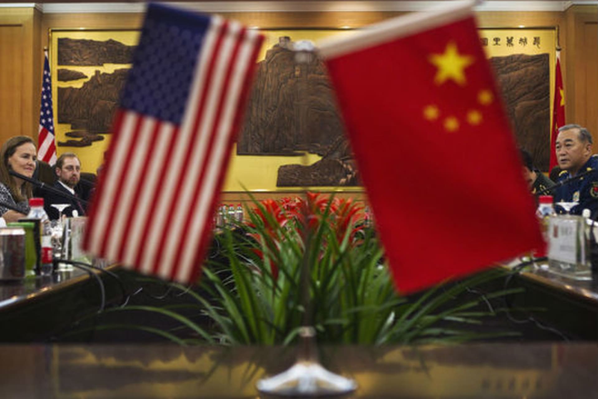 <p>U.S. Under Secretary of Defense for Policy, Flournoy, chats with China’sDeputy Chief of General Staff of the PLA, Ma, during a bilateral meeting in Beijing on December 7, 2011. (Andy Wong/Courtesy Reuters)</p>
