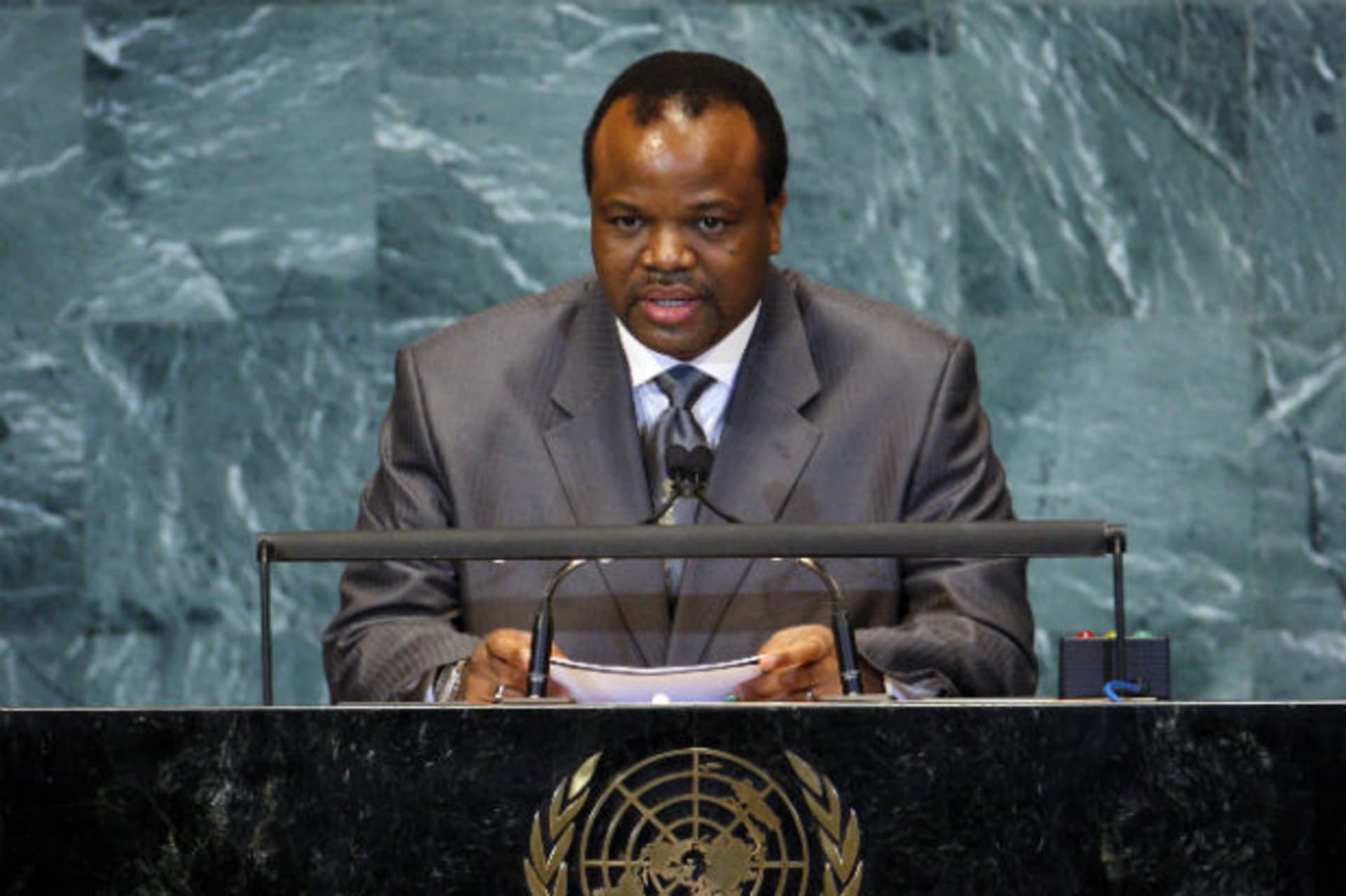 His Majesty King Mswati III, Head of State of the Kingdom of Swaziland addresses the 65th session of the United Nations General Assembly at the U.N. headquarters, in New York, September 25, 2010.