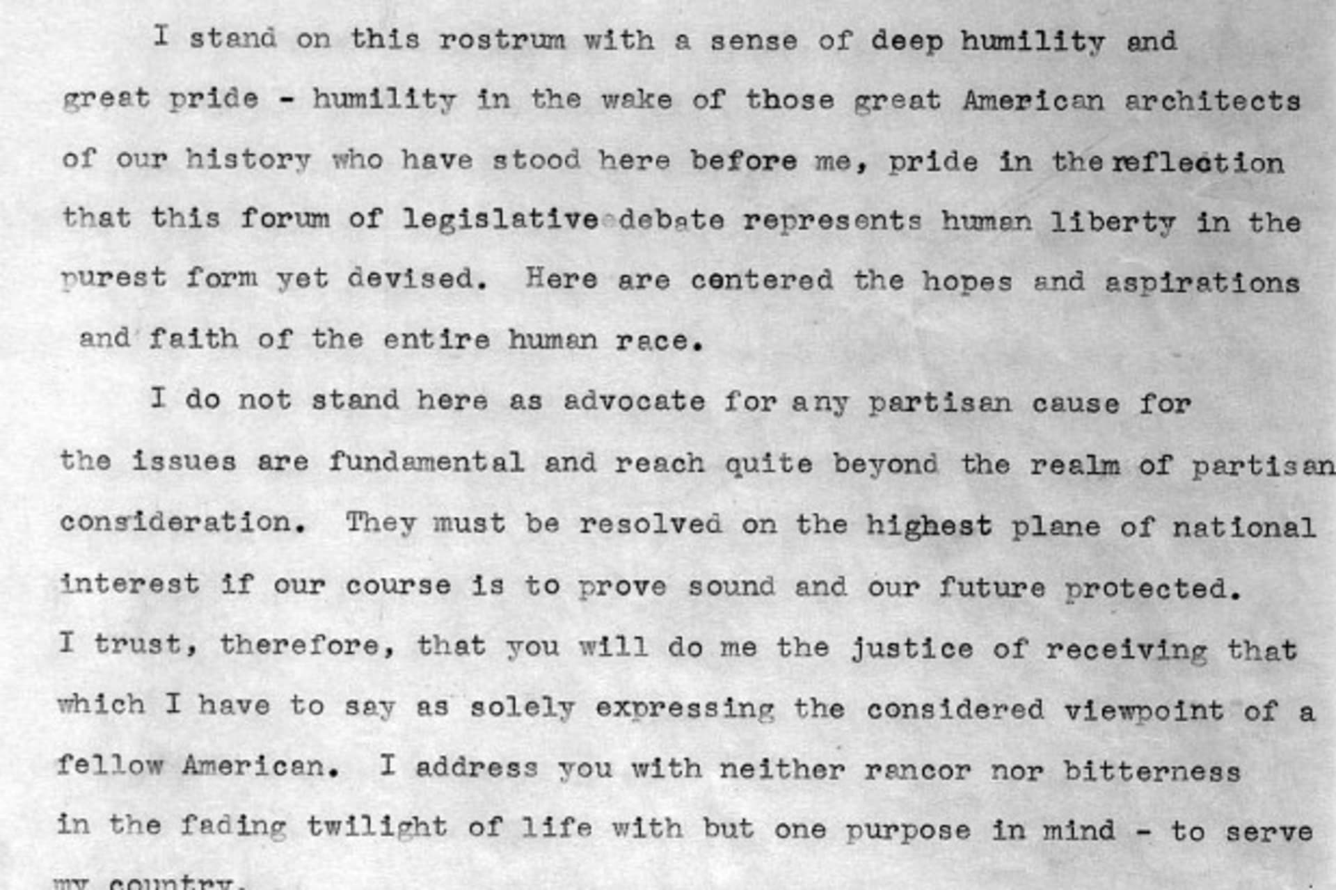 <p>A copy of General Douglas MacArthur’s speech to a joint session of Congress on April 19, 1951. (Library of Congress)</p>