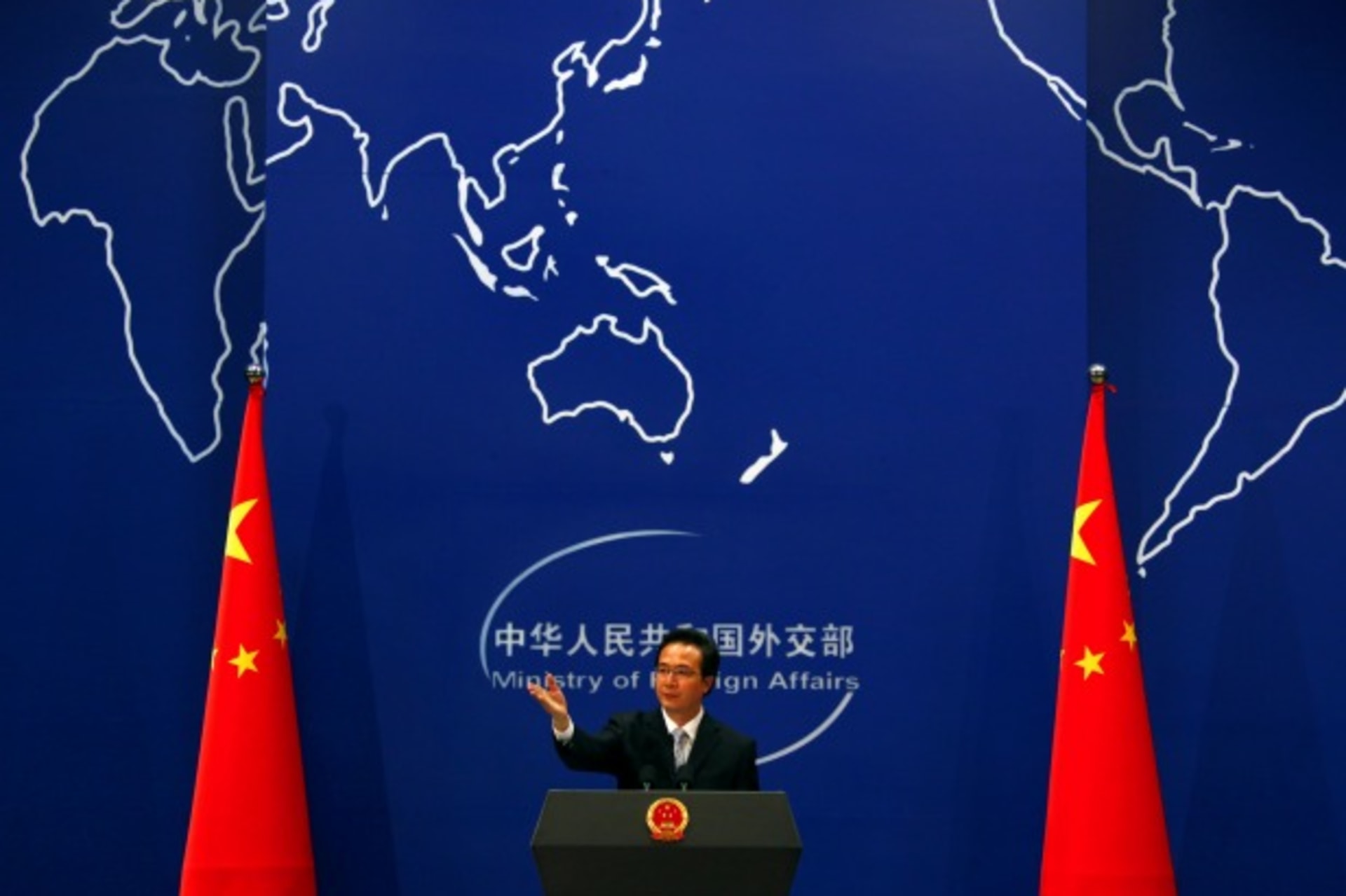 <p>China’s Foreign Ministry spokesman Hong Lei asks journalists for questions during a news conference in Beijing July 7, 2011. Hong largely avoided commenting on U.S. claims that online censorship is a barrier to trade. (David Gray/Reuters)</p>
