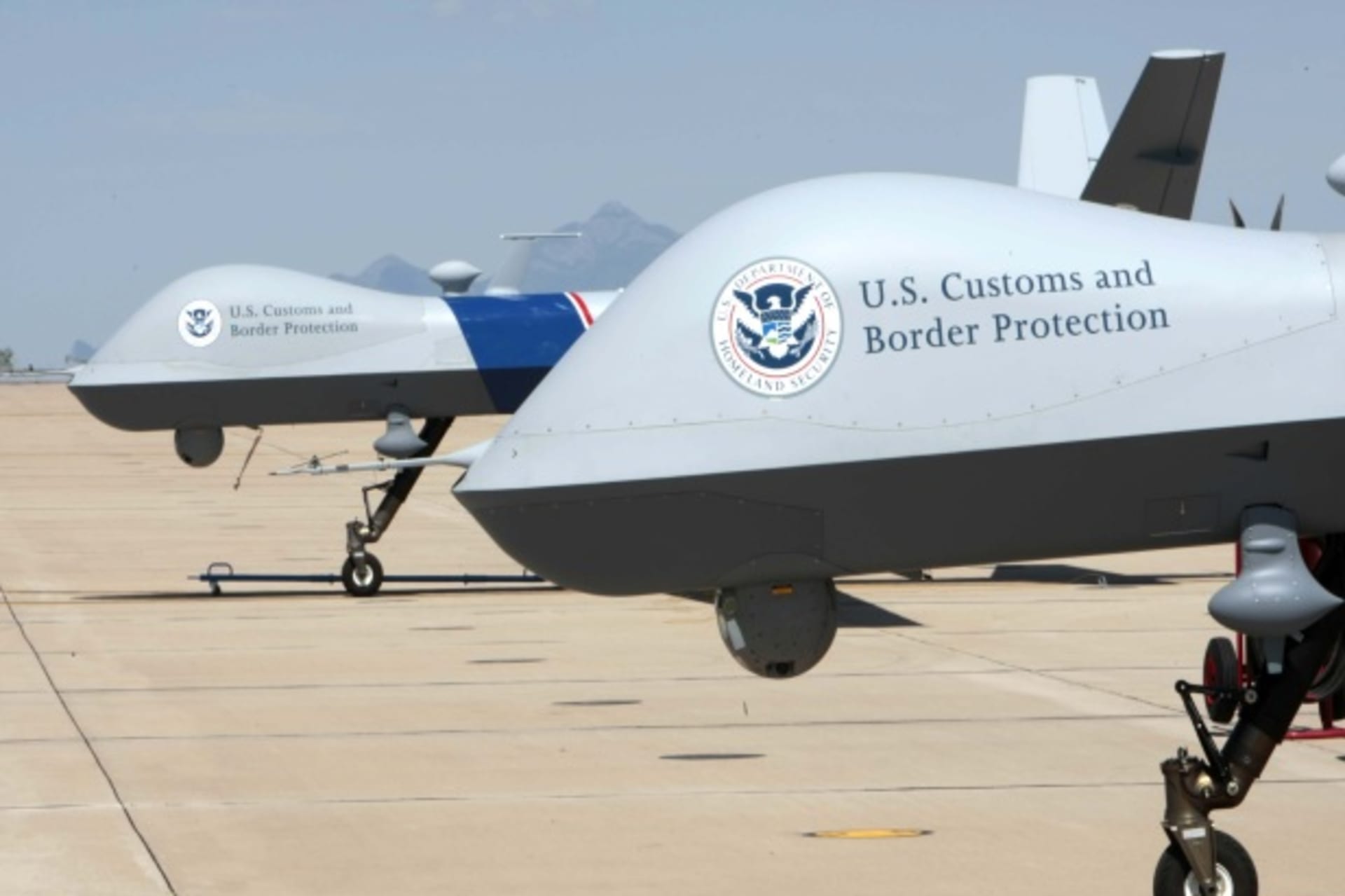 <p>A pair of Customs and Border Protection UAS aircraft located at the southern border are standing by for air operations (Gerald L. Nino/Courtesy Customs and Border Protection).</p>
